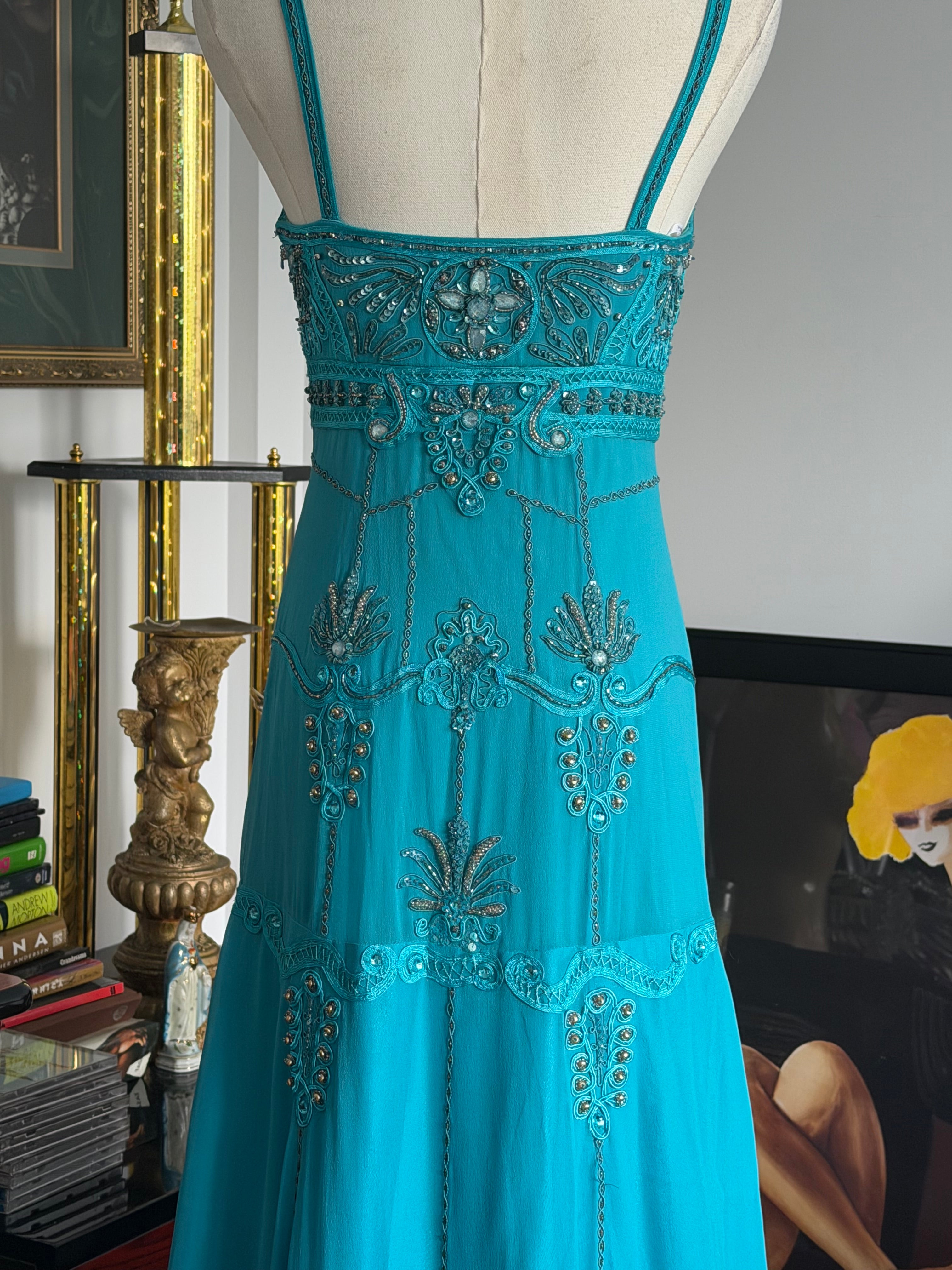 Sue Wong Nocturne Beaded Turquoise Gown -6