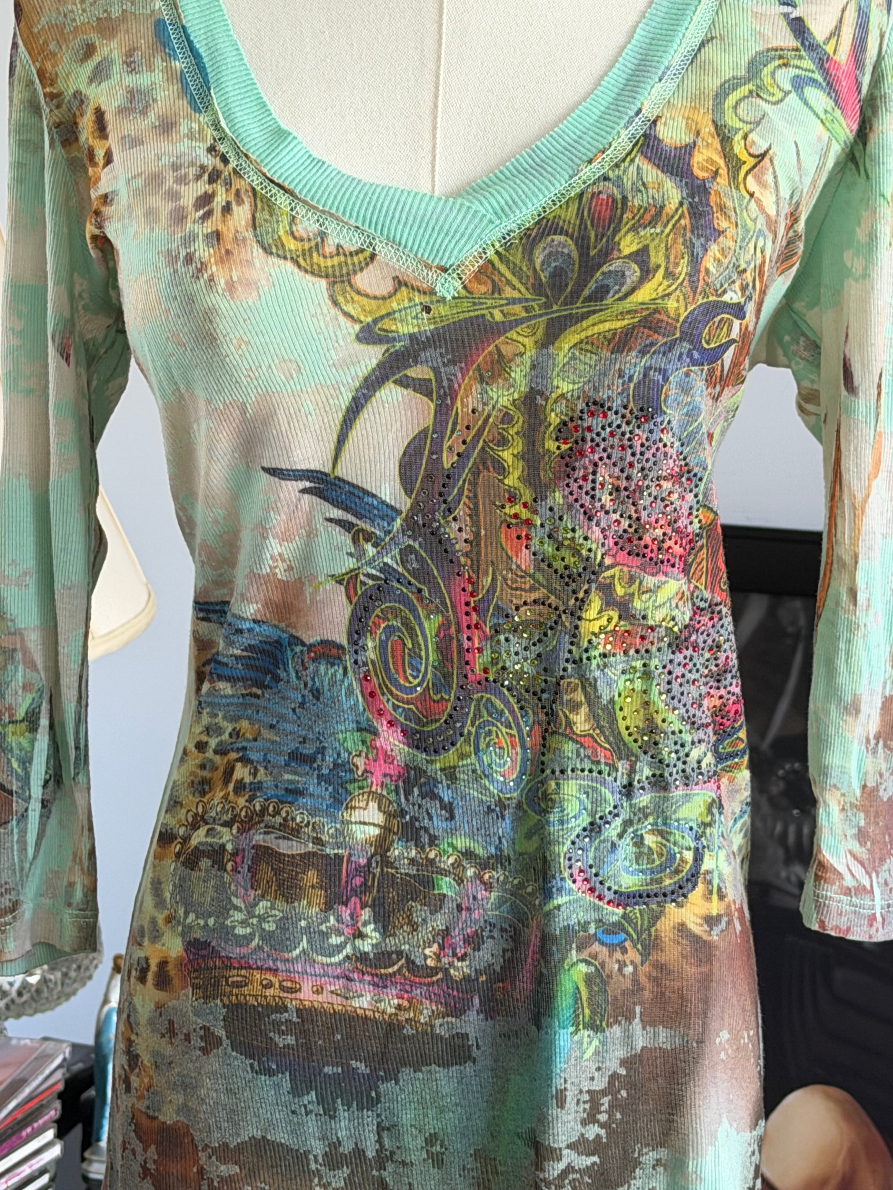 Y2K print tunic top