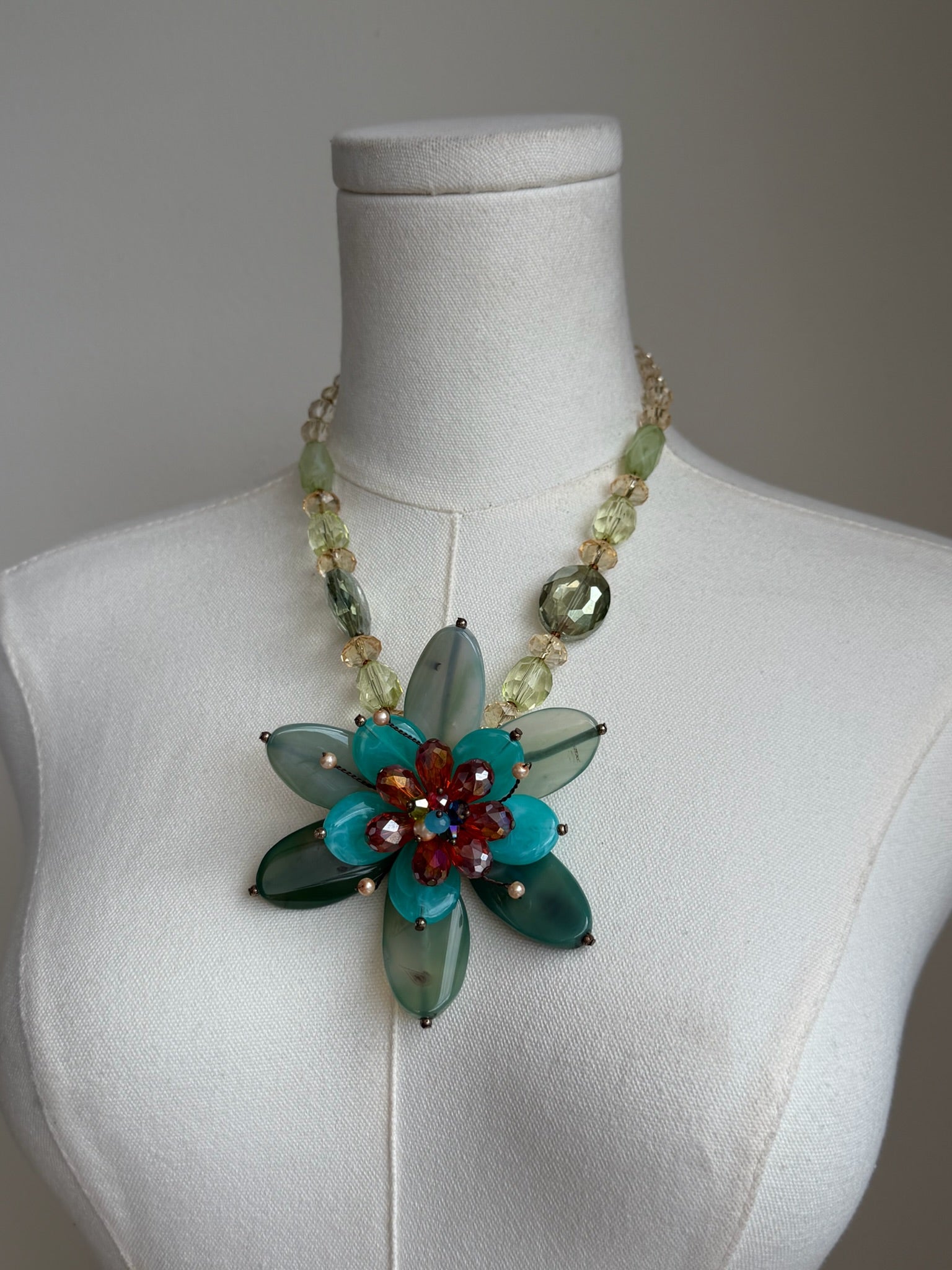 Green Floral Statement Necklace