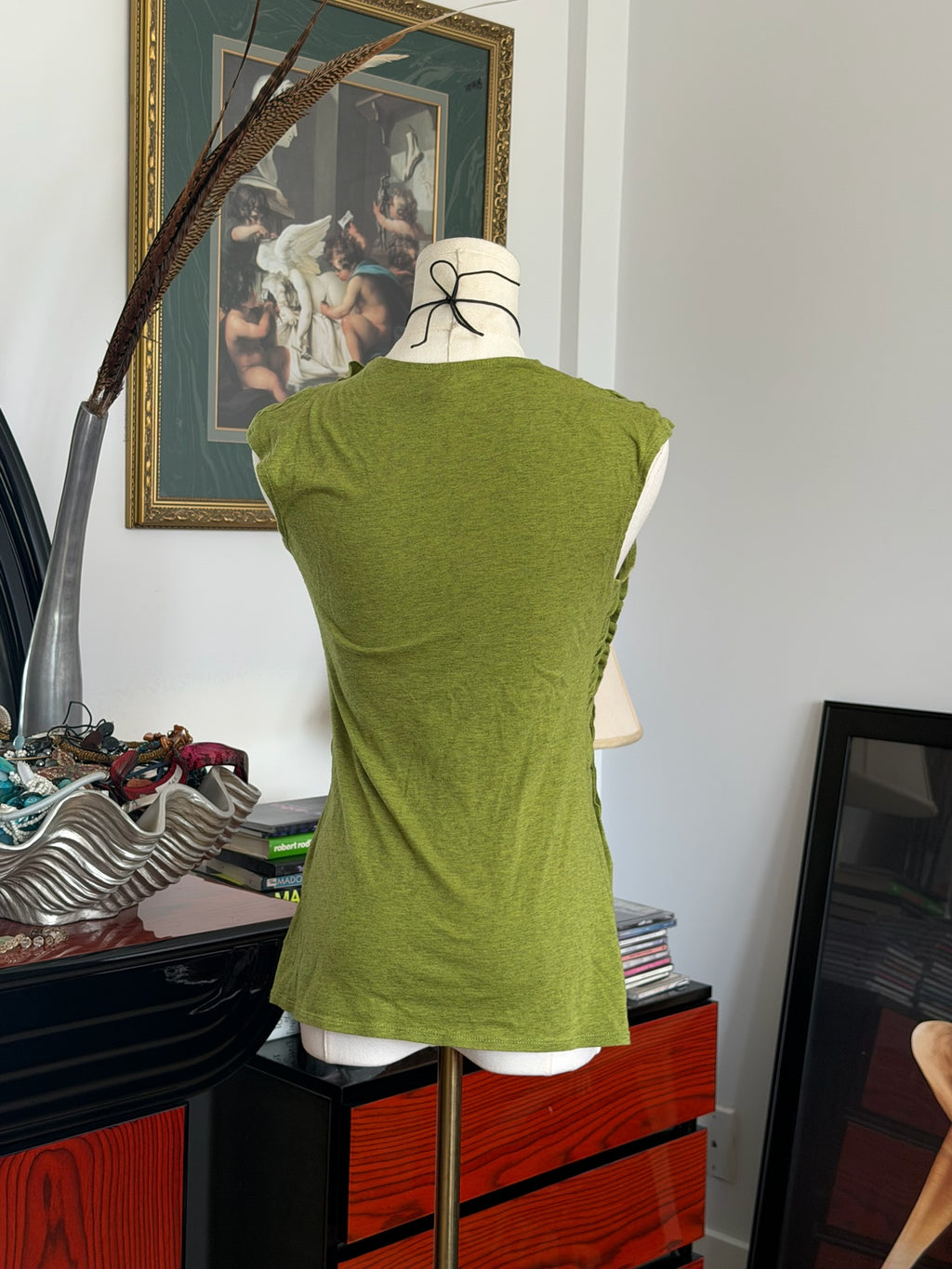 Olive green ruched top S