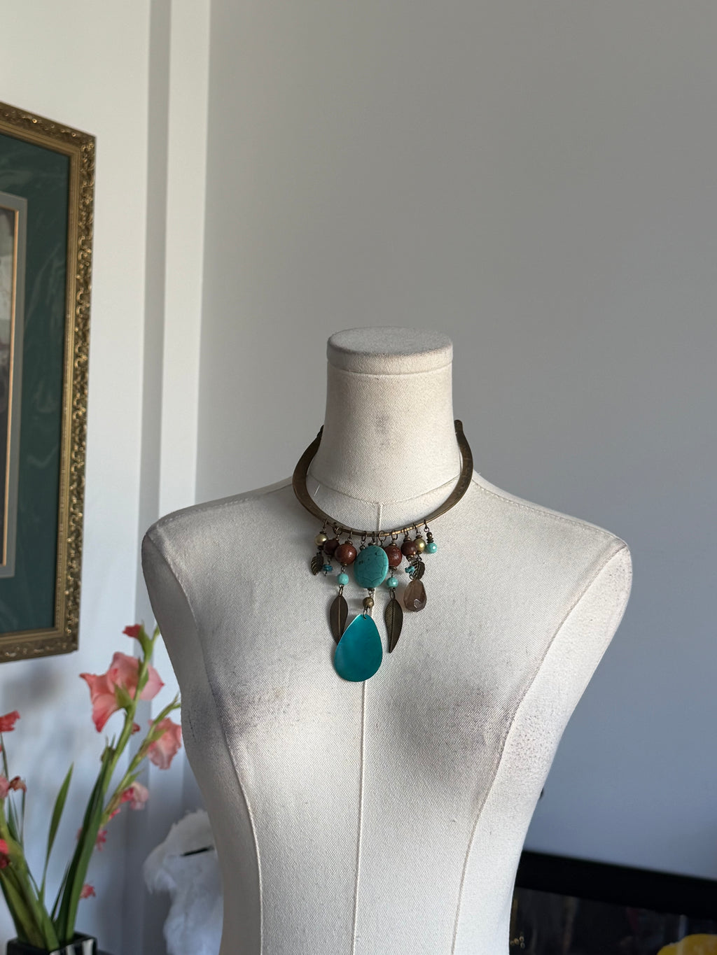 Bohemian Turquoise Charm Statement Necklace