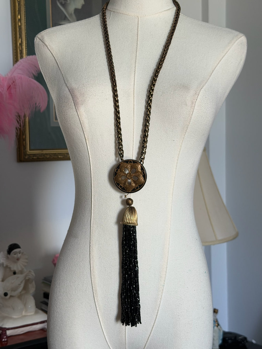 Long tassel statement necklace