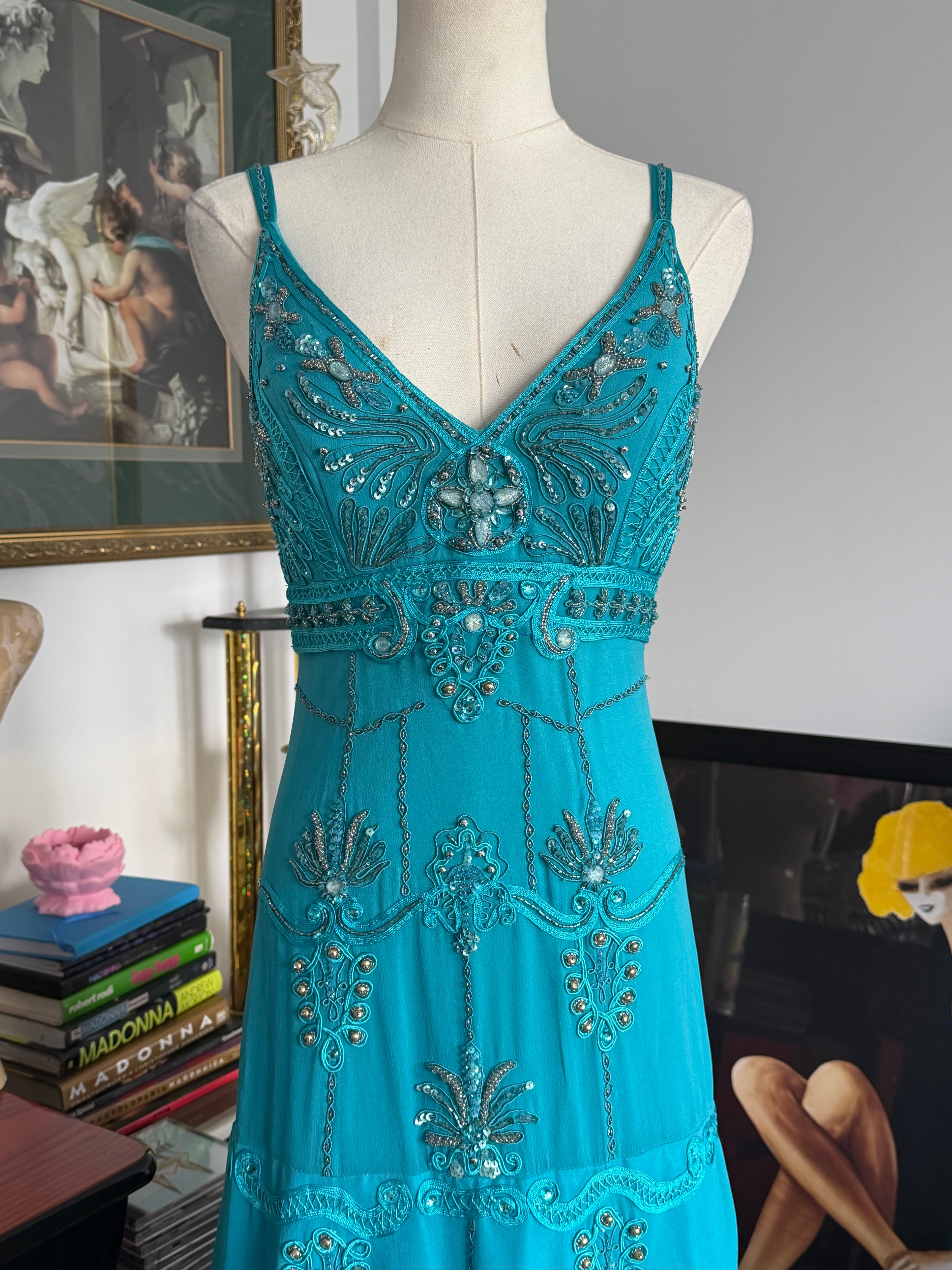 Sue Wong Nocturne Beaded Turquoise Gown -6