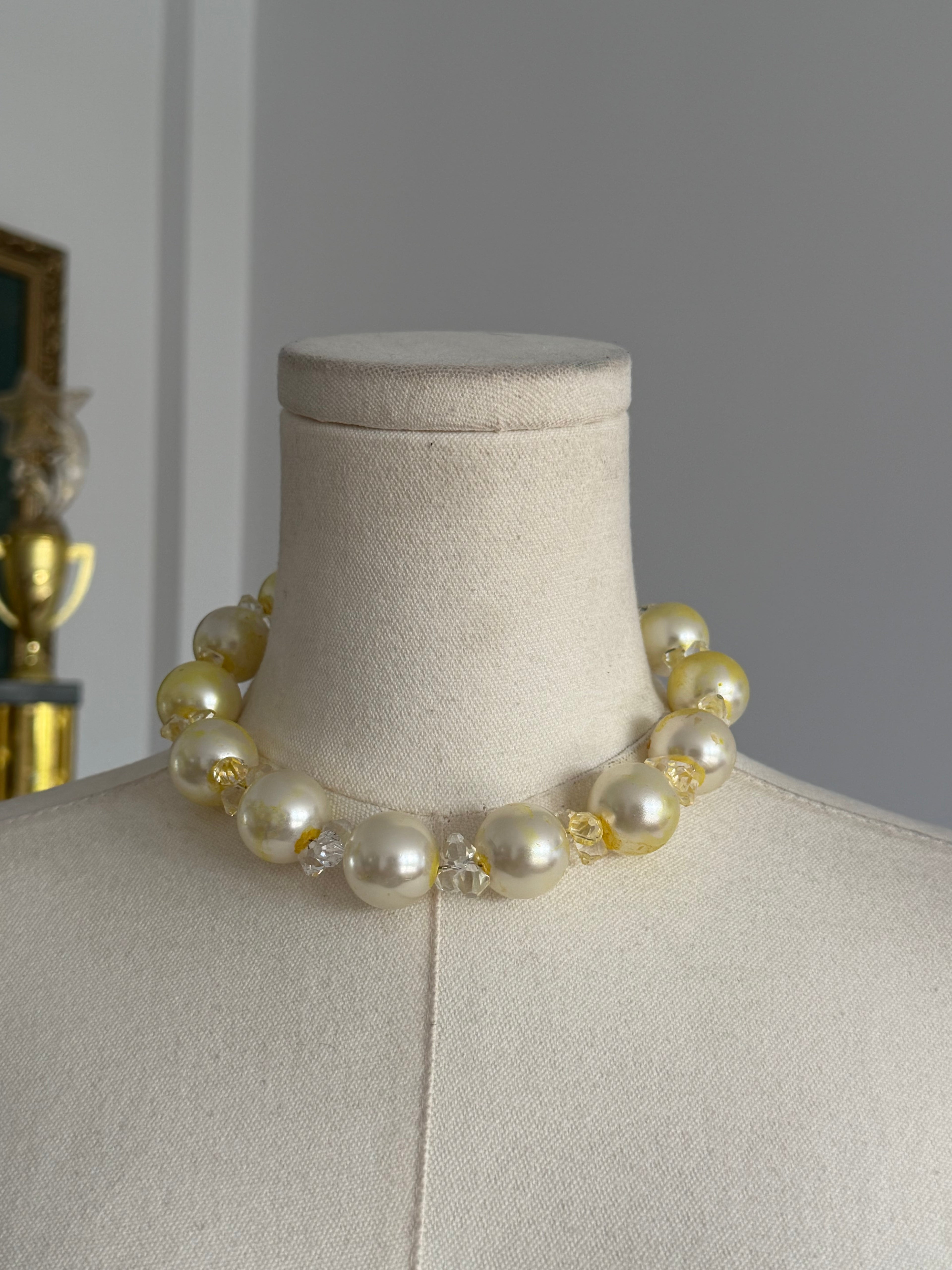 Oversized Faux Pearl Statement Necklace