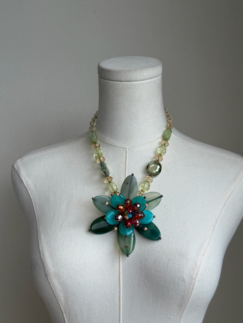 Green Floral Statement Necklace