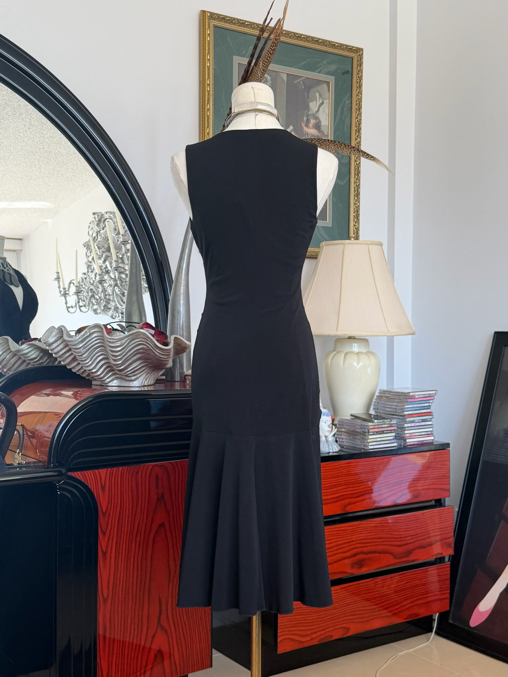 Black Ruched Midi Dress