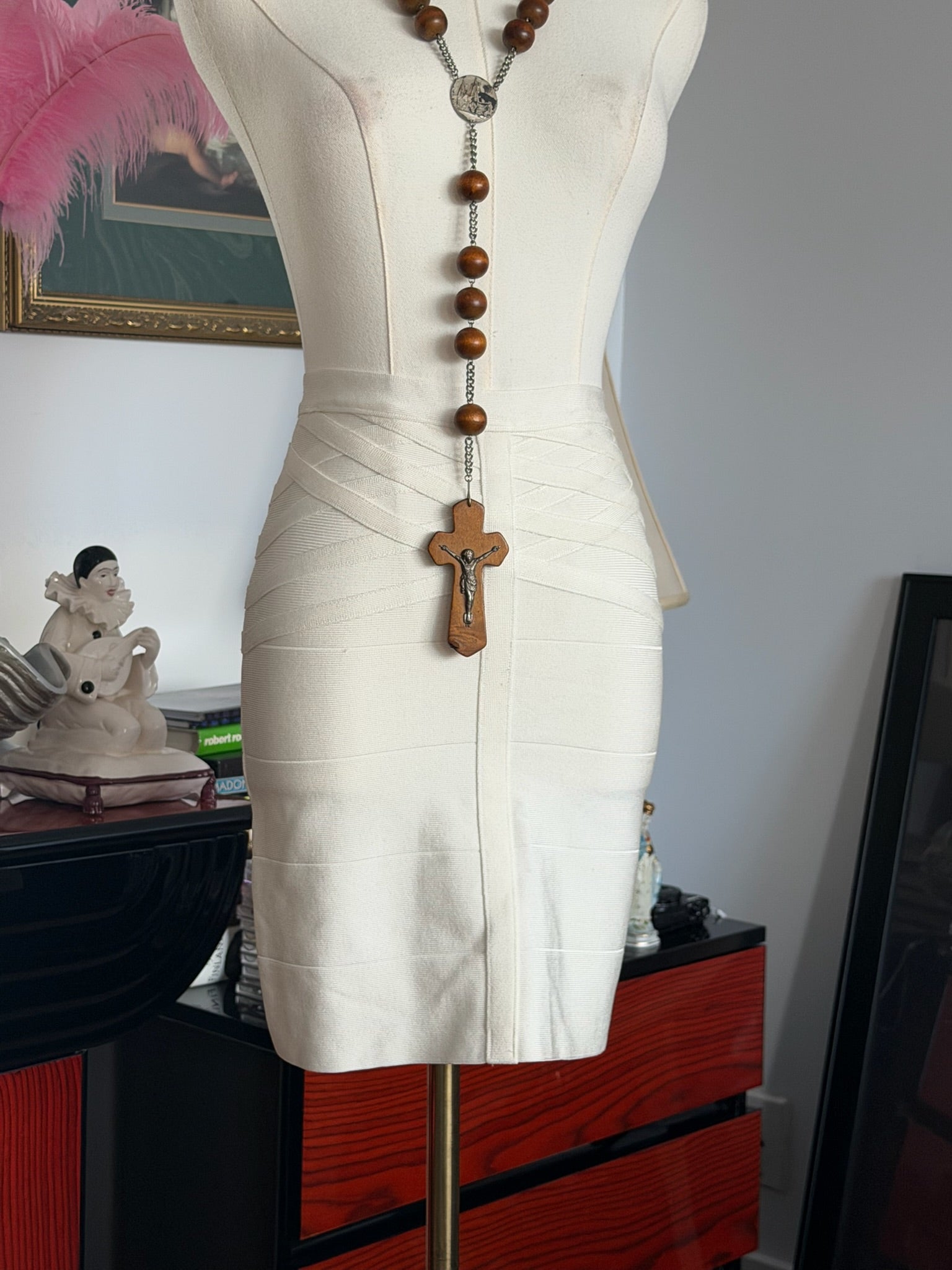 Bebe Cream Bandage Skirt S