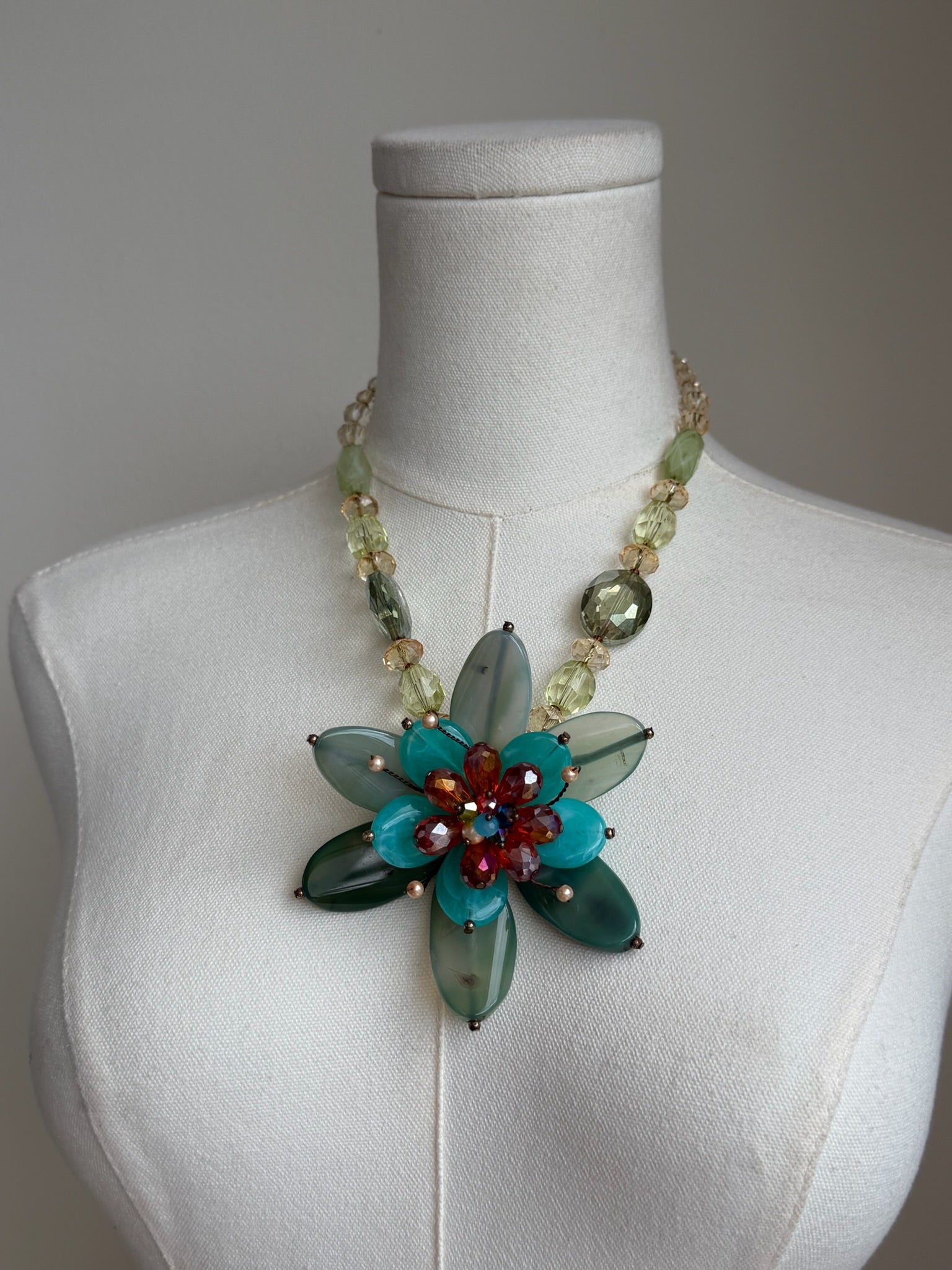 Green Floral Statement Necklace