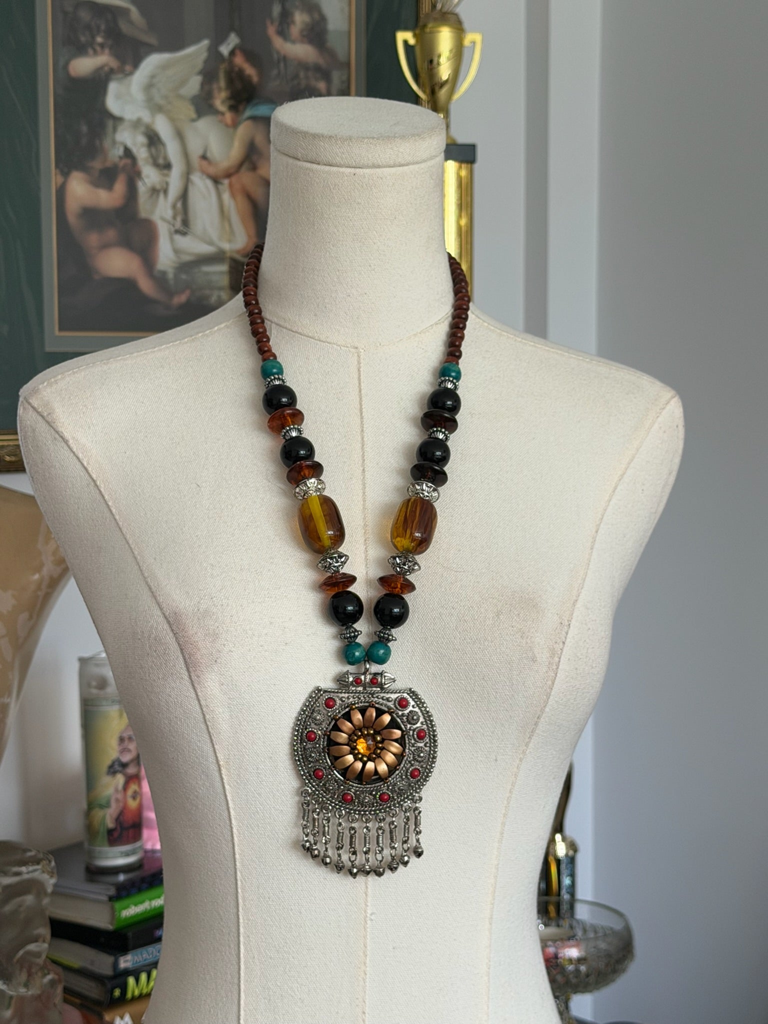 Vintage artifact pendant necklace