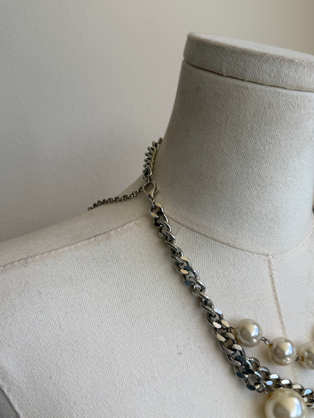 Layered Pearl & Chain Statement Necklace