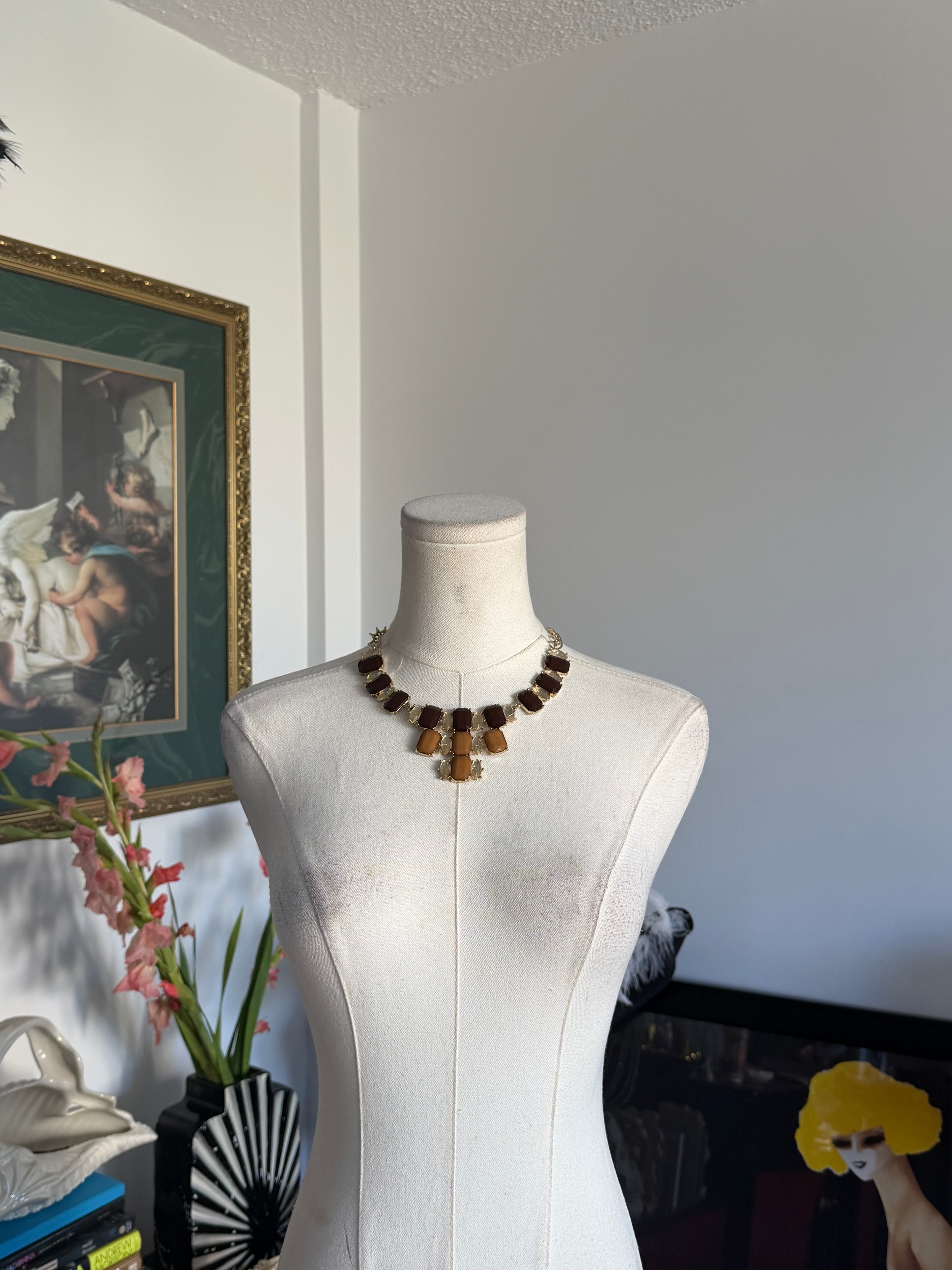Brown & Amber Crystal Statement Necklace