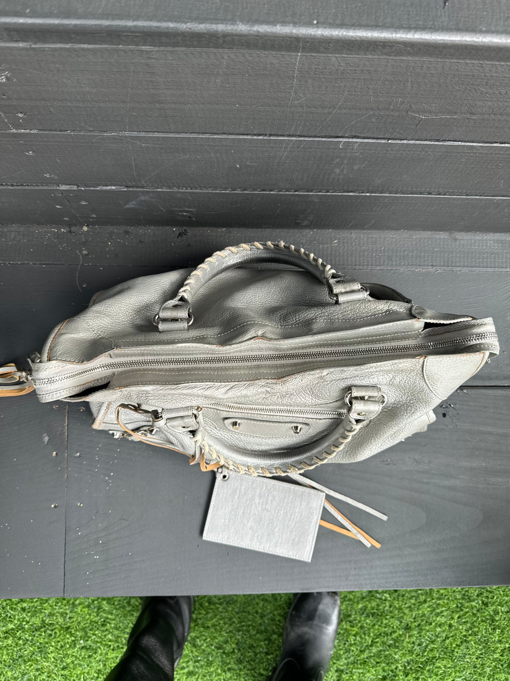 Silver balenciaga city bag