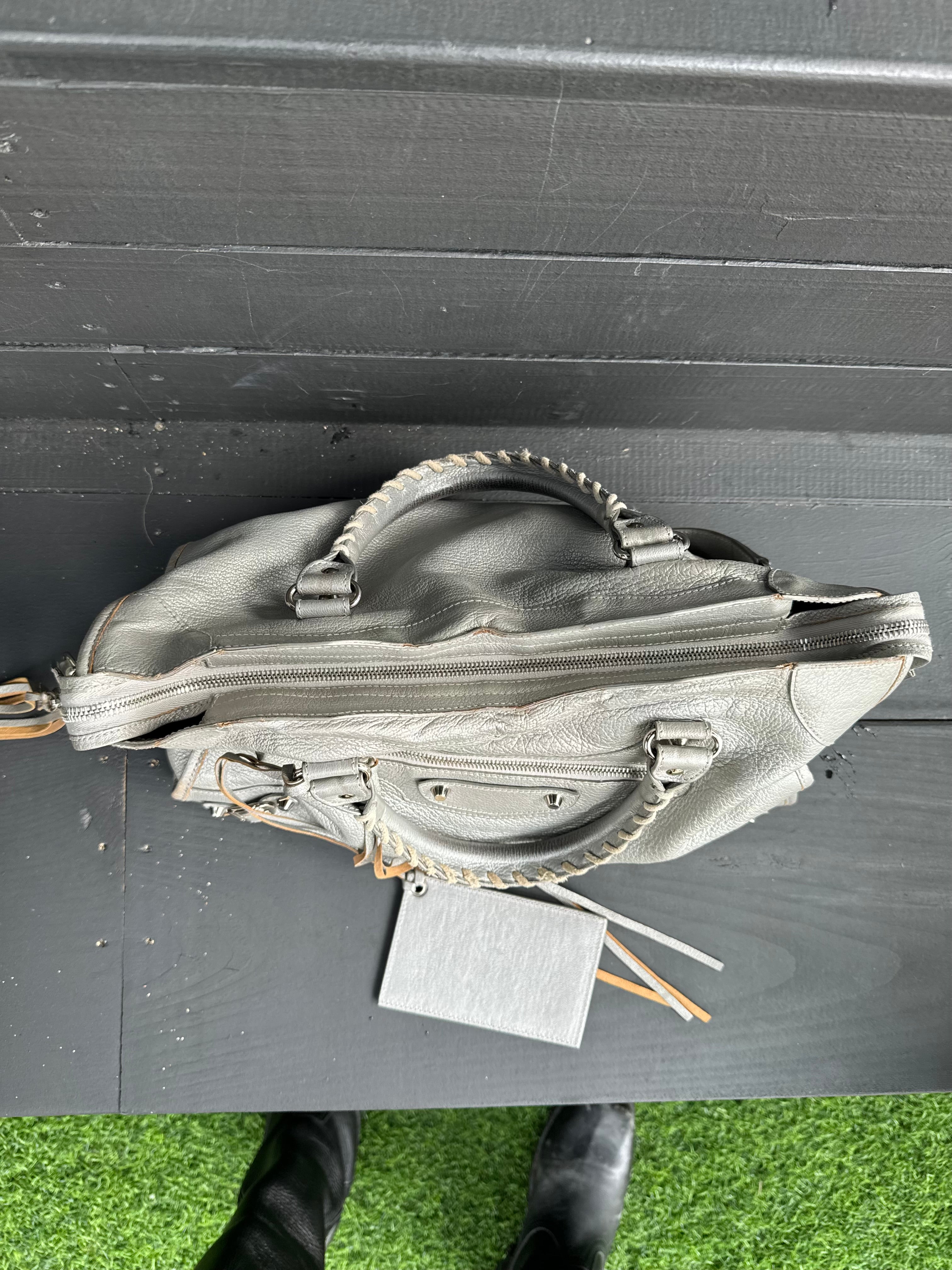 Silver balenciaga city bag