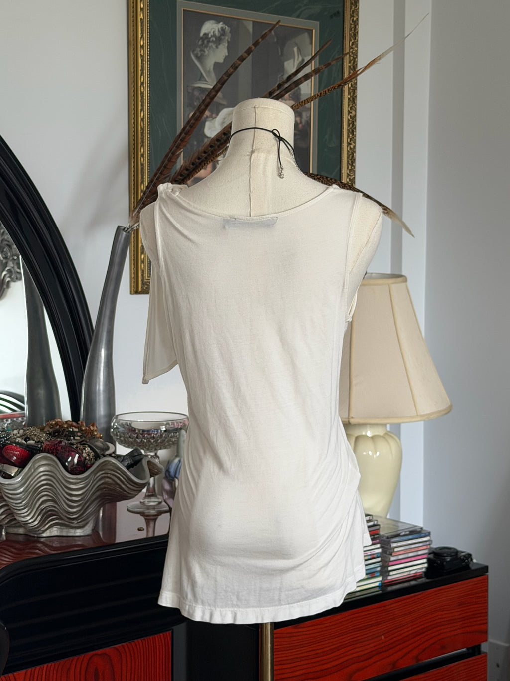 Draped ivory asymmetrical top M