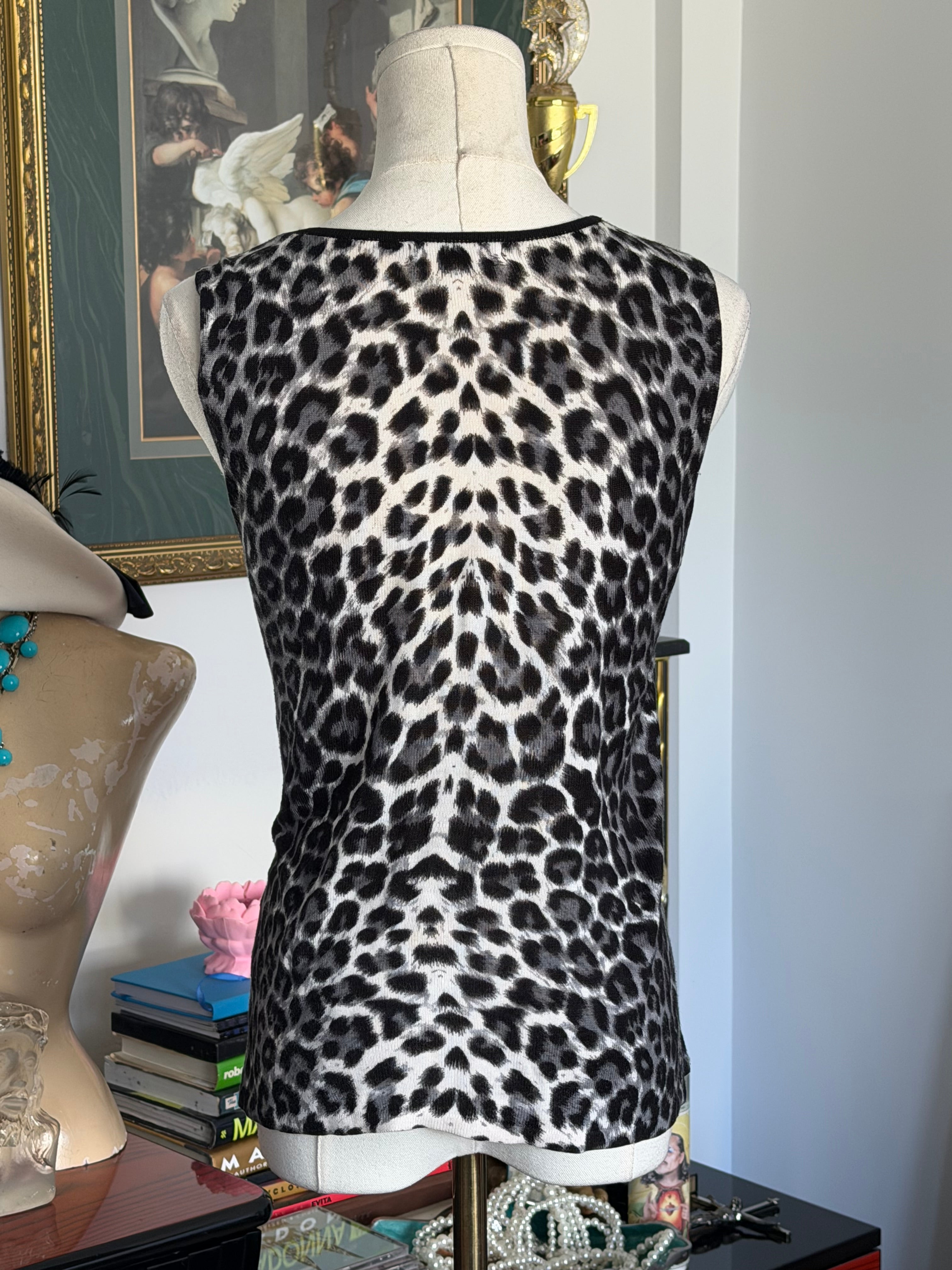 Y2K Beaded Leopard Print Tank-M