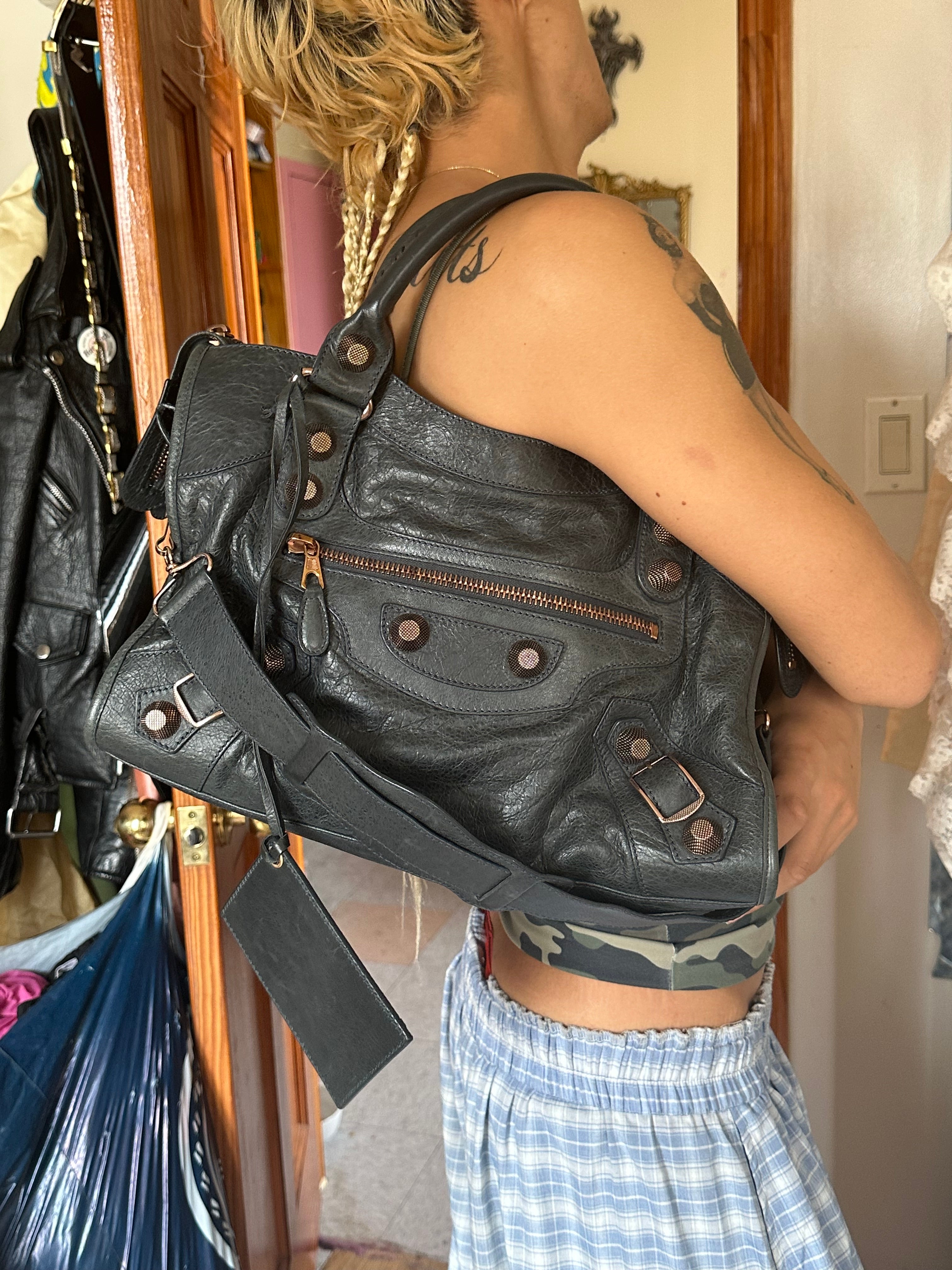 Balenciaga Classic City Bag – Vert Foncé (Dark Green) with Rose Gold Giant 12 Hardware