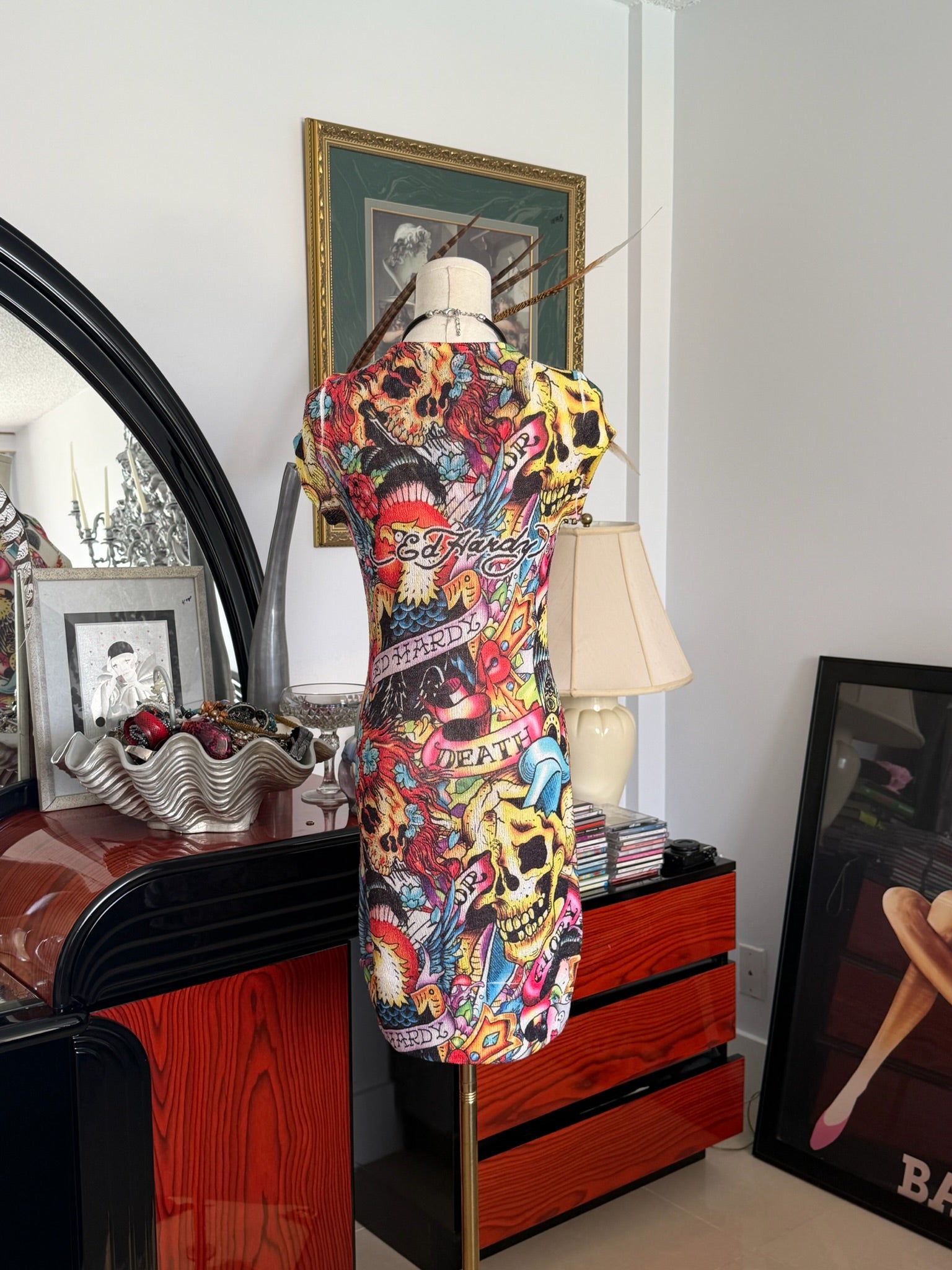Y2K ED HARDY bodycon dress M￼