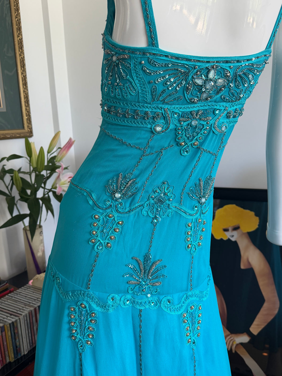Sue Wong Nocturne Beaded Turquoise Gown size 4-6
