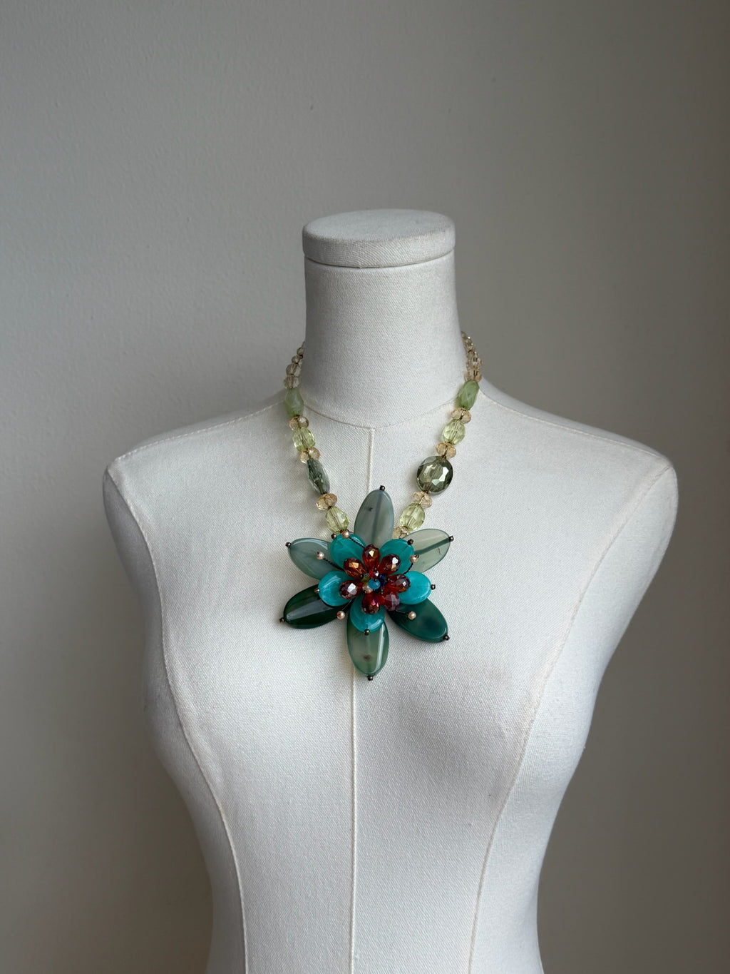 Green Floral Statement Necklace