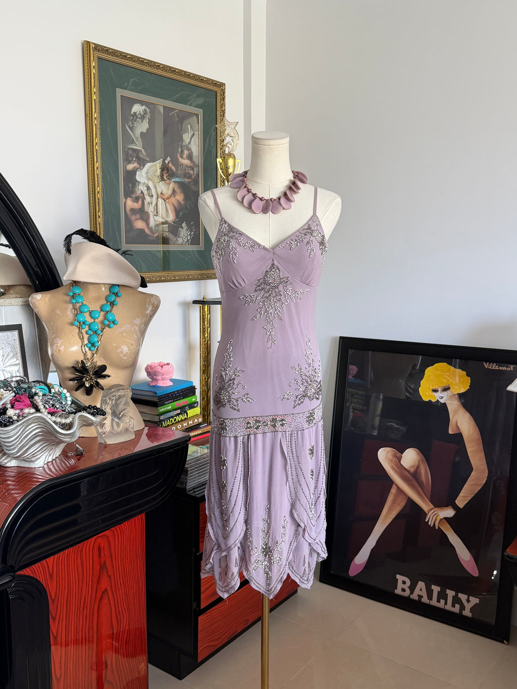 Sue Wong  Lavender Beaded Silk Dress- 8