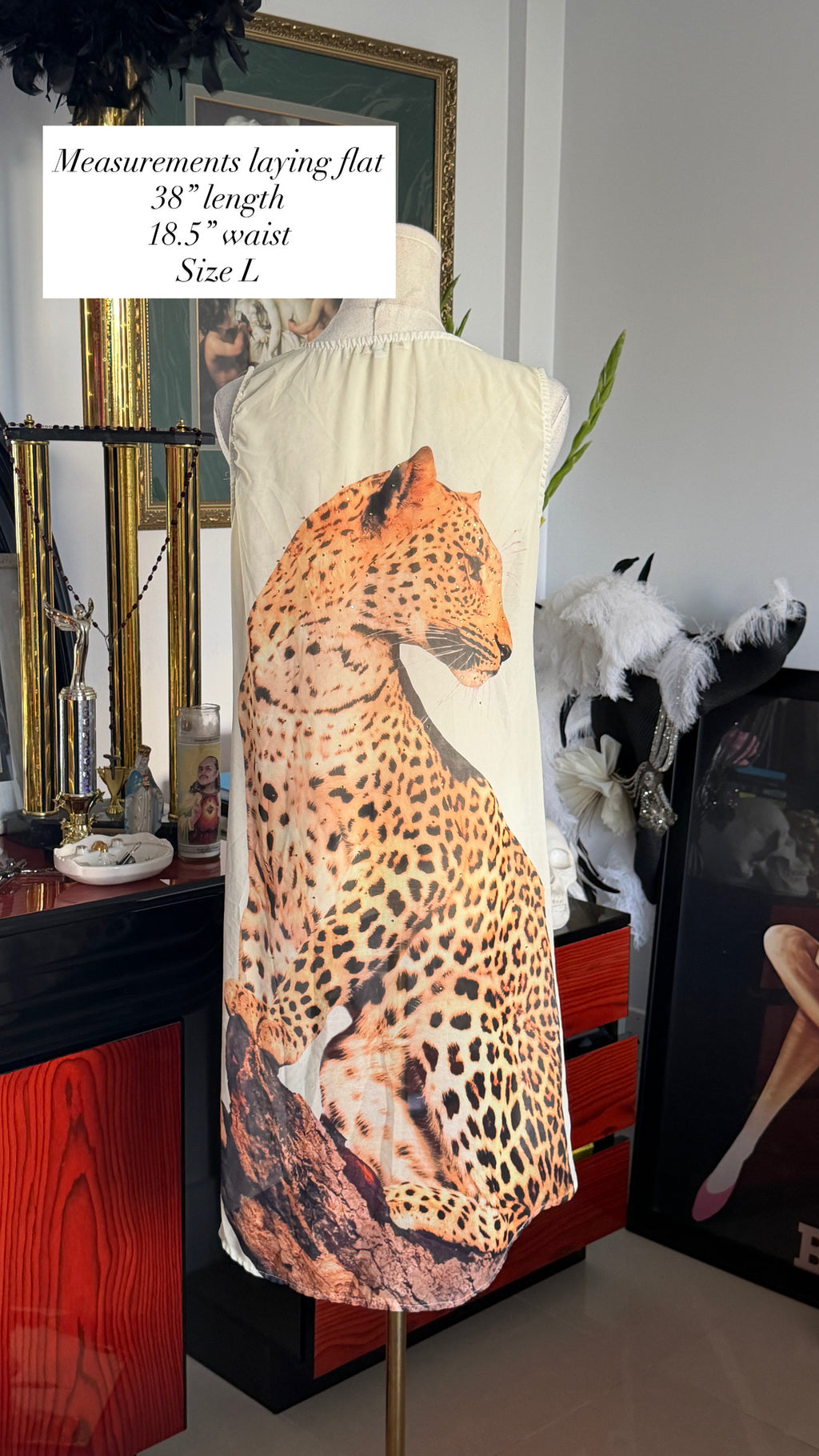 Leopard Print High-Low Sleeveless Tunic