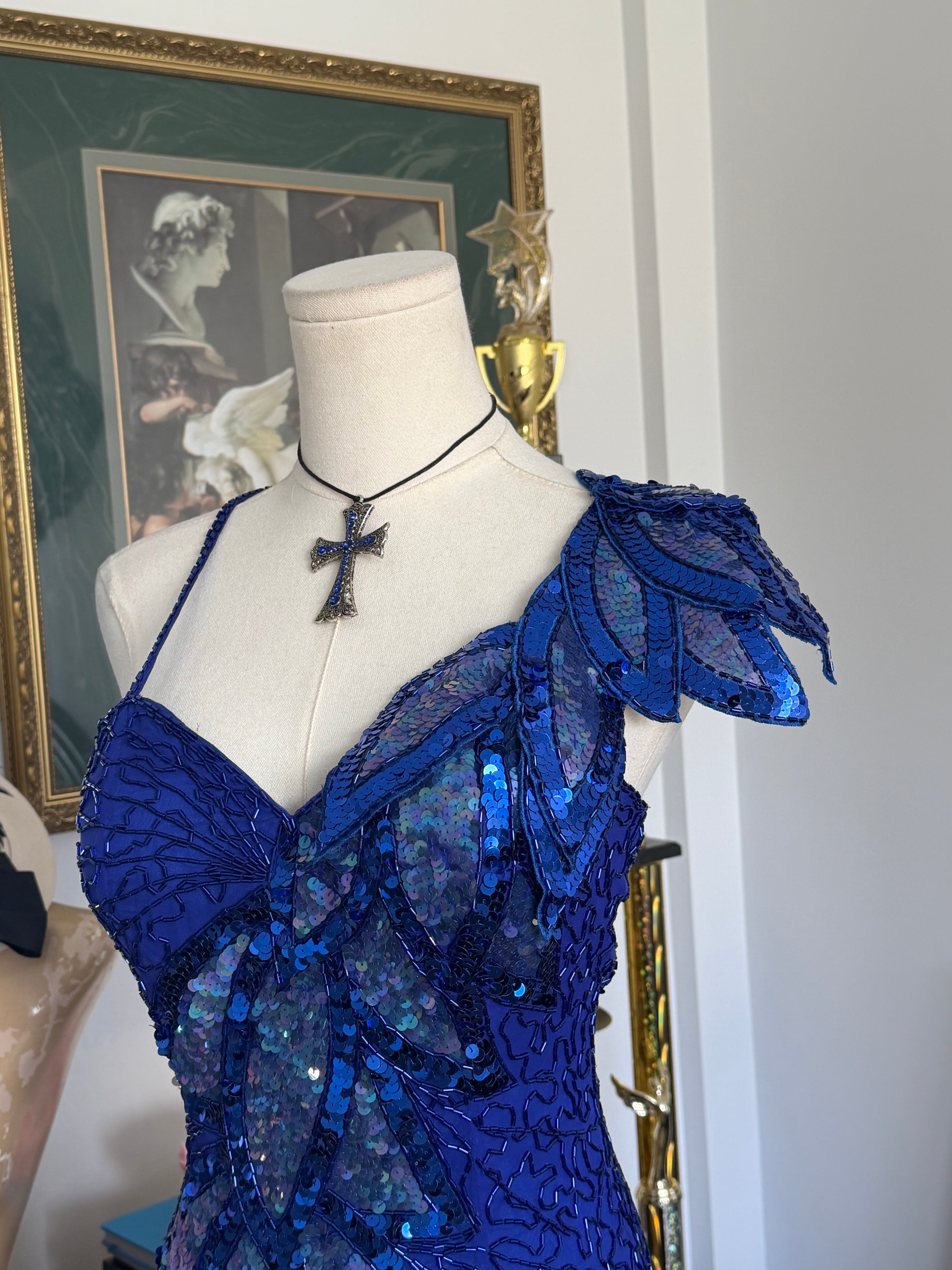 Vintage Niteline Silk Beaded Floral Cocktail Dress