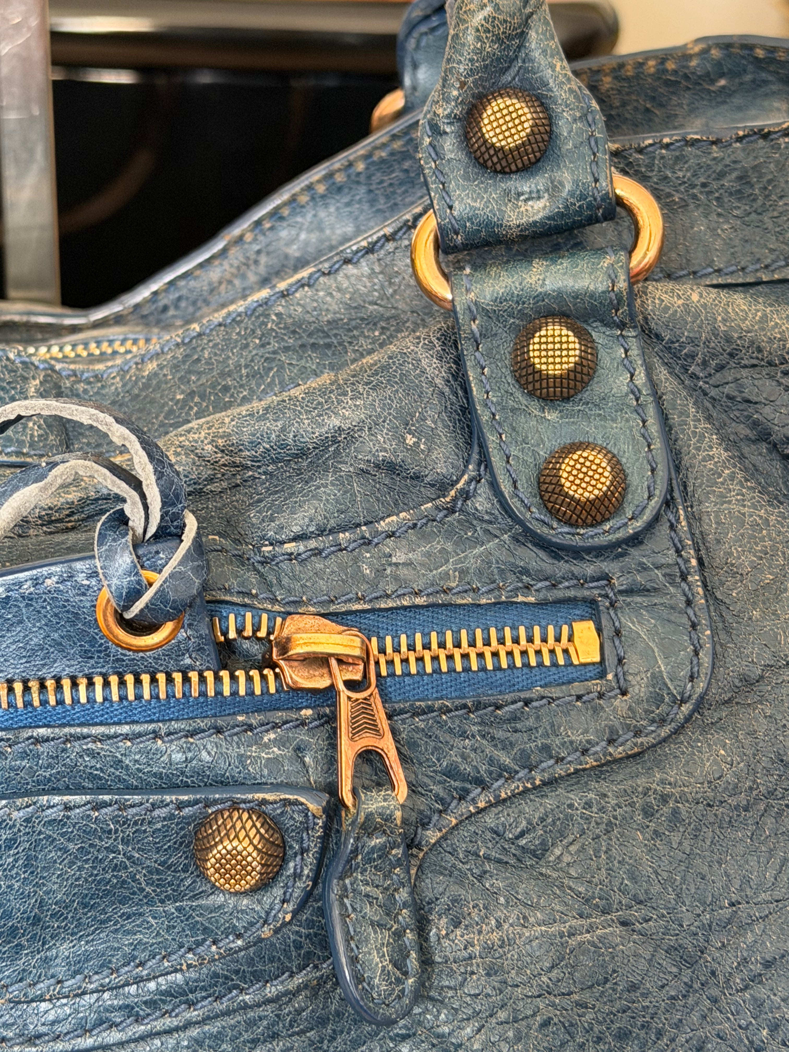 2013 Balenciaga Giant 12 City Bag in Bleu Indigo with Rose Gold Hardware