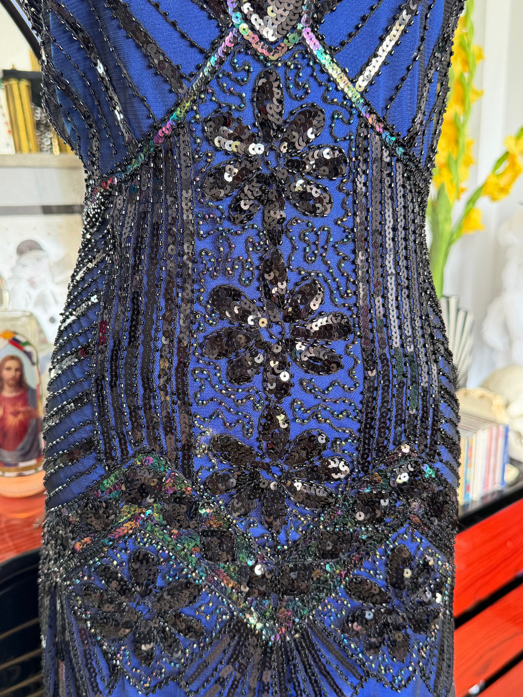 Roxy Art Deco Beaded Fringe Cocktail Dress