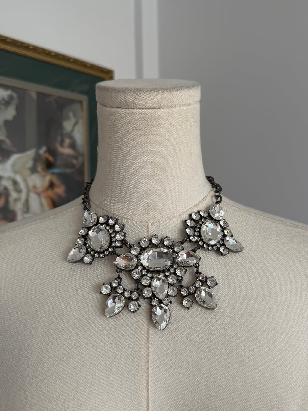 Vintage Crystal Rhinestone Statement Necklace
