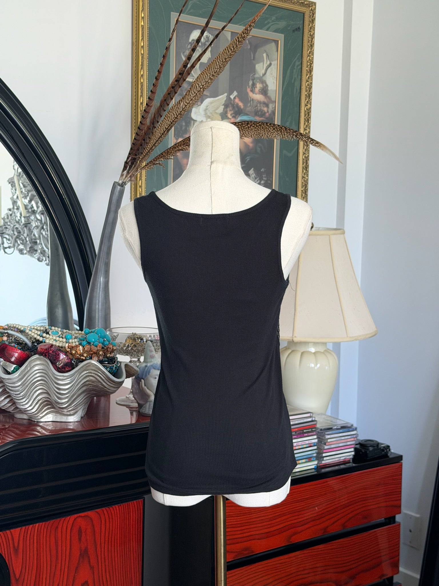 Black sequin tank top M