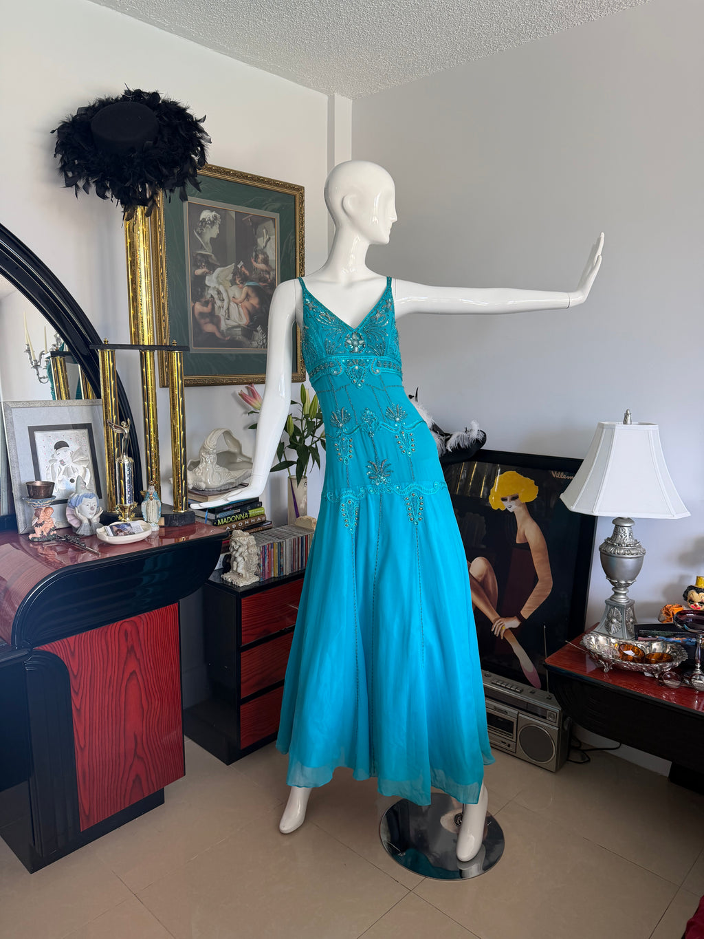 Sue Wong Nocturne Beaded Turquoise Gown size 4-6