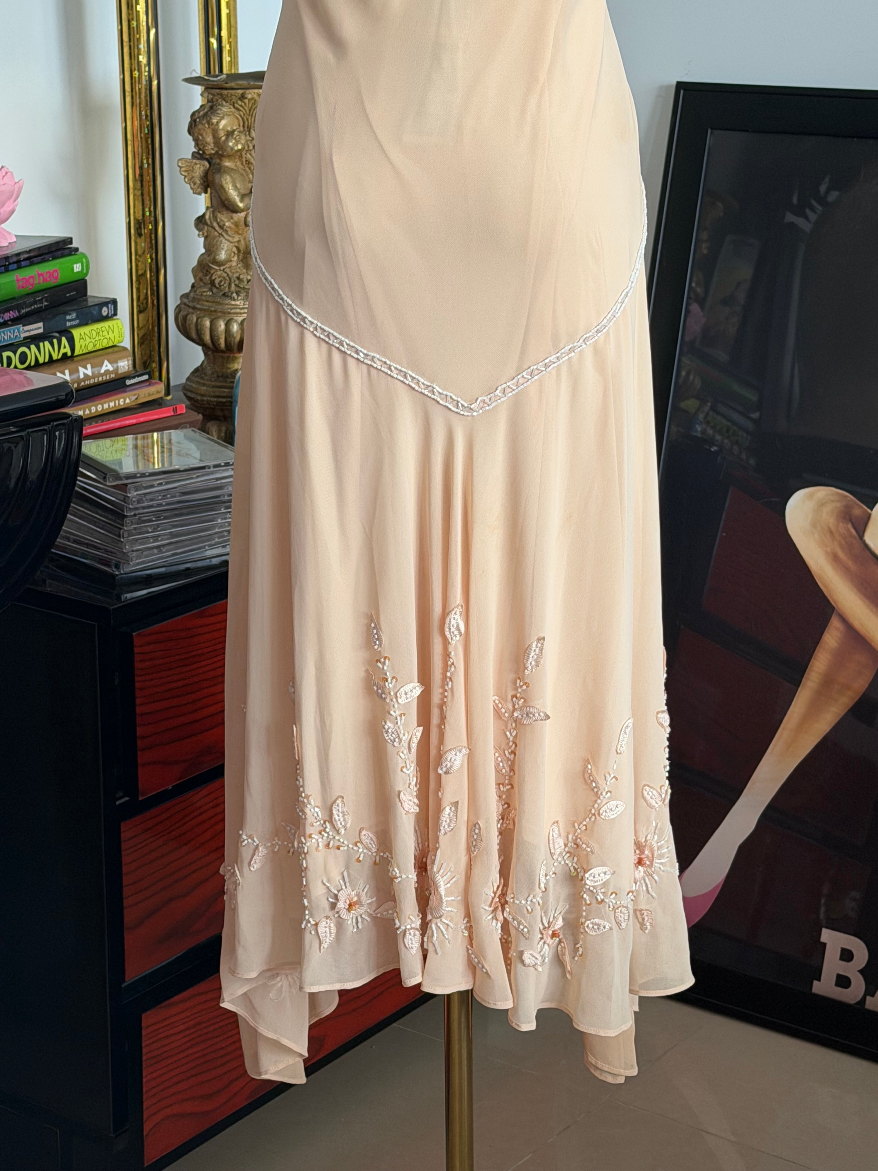 Vintage R&M Richards Beaded Angelic Slip Dress – Champagne Fairycore Gown