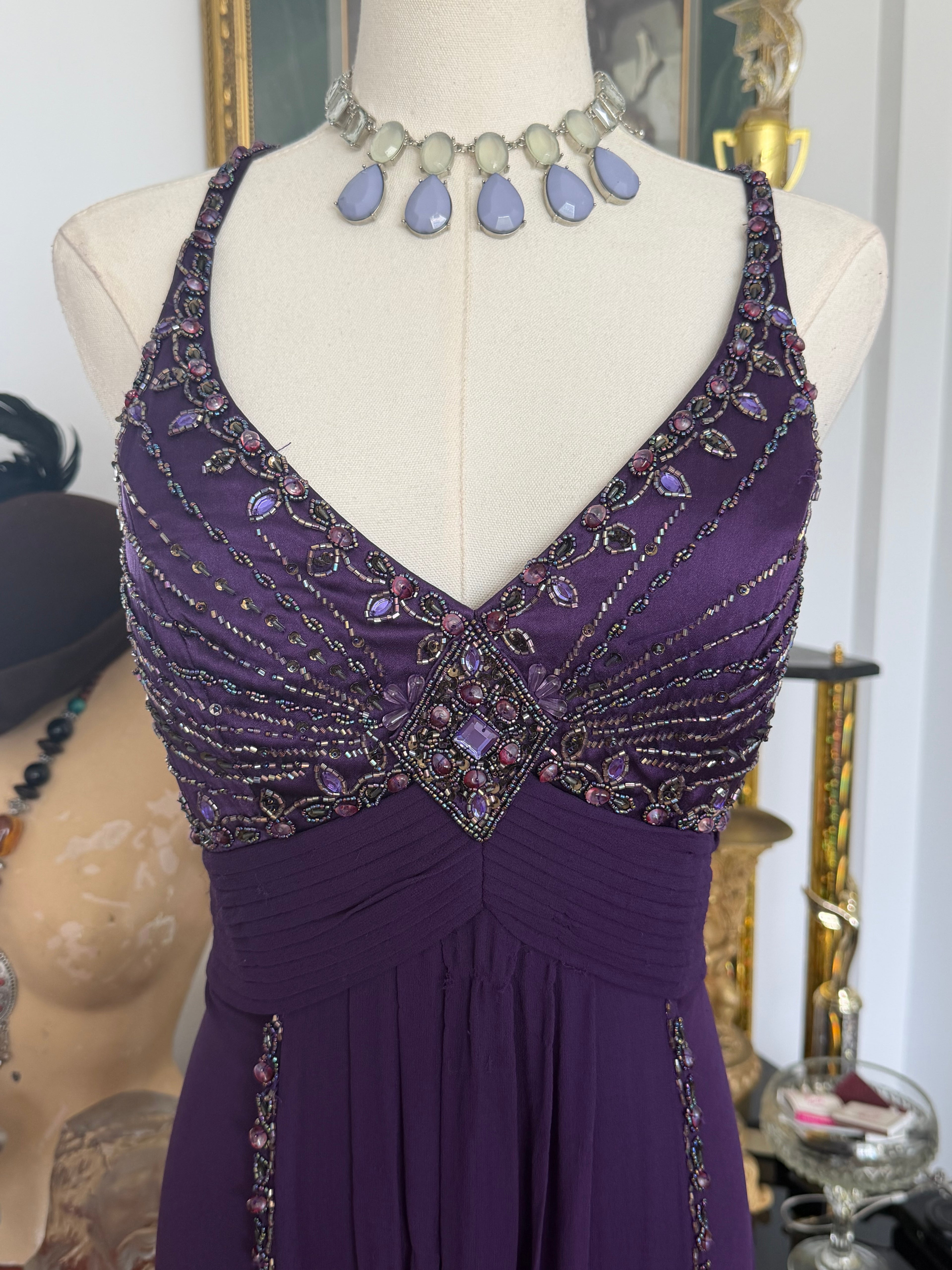 Vintage Sue Wong Nocturne rich purple embellished gown