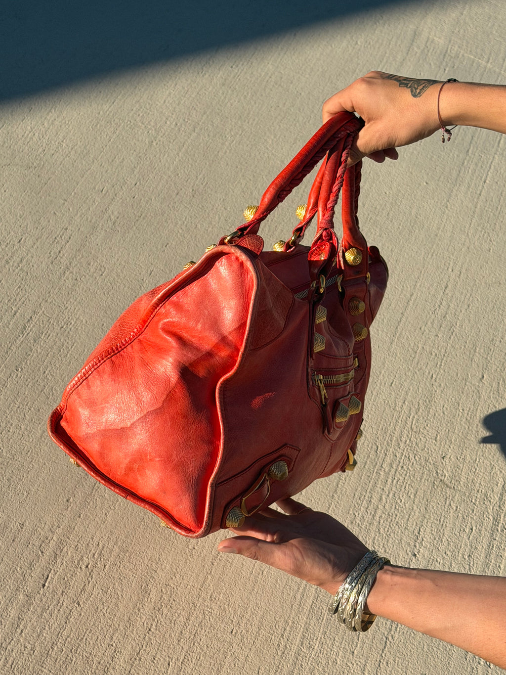 Balenciaga Work Bag (2006) — Faded Rouge Leather, Antique Brass Hardware