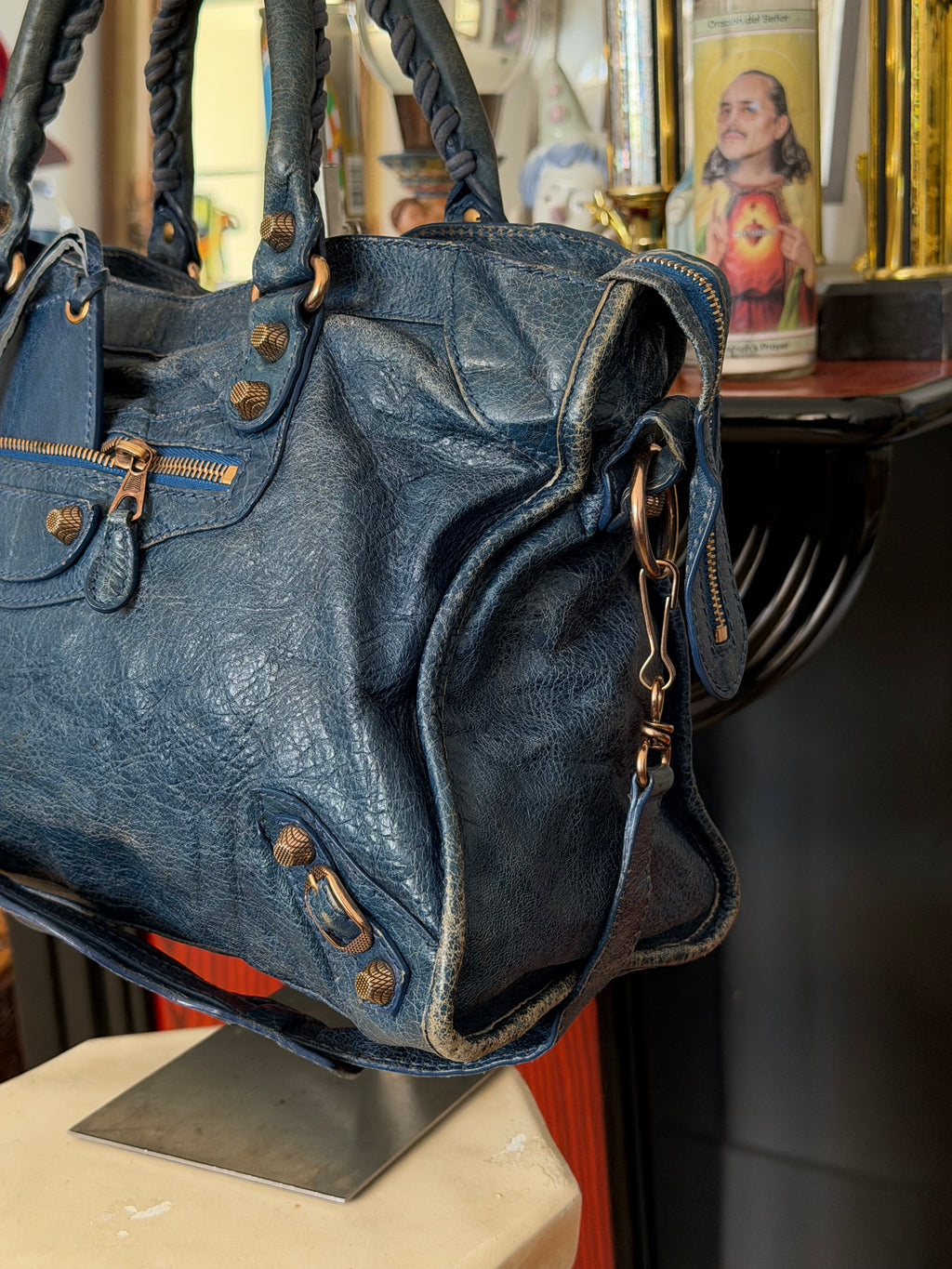 2013 Balenciaga Giant 12 City Bag in Bleu Indigo with Rose Gold Hardware