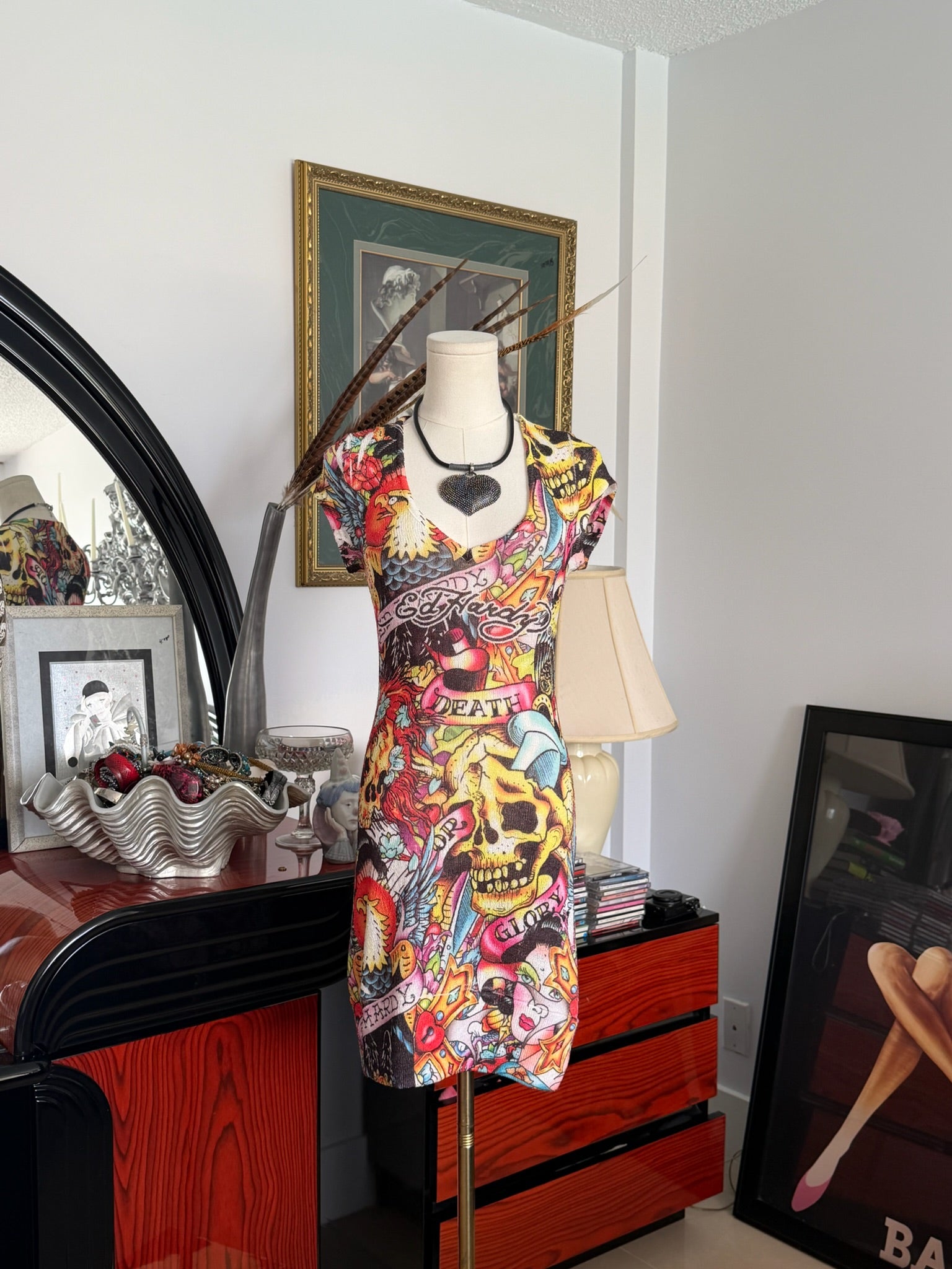 Y2K ED HARDY bodycon dress M￼
