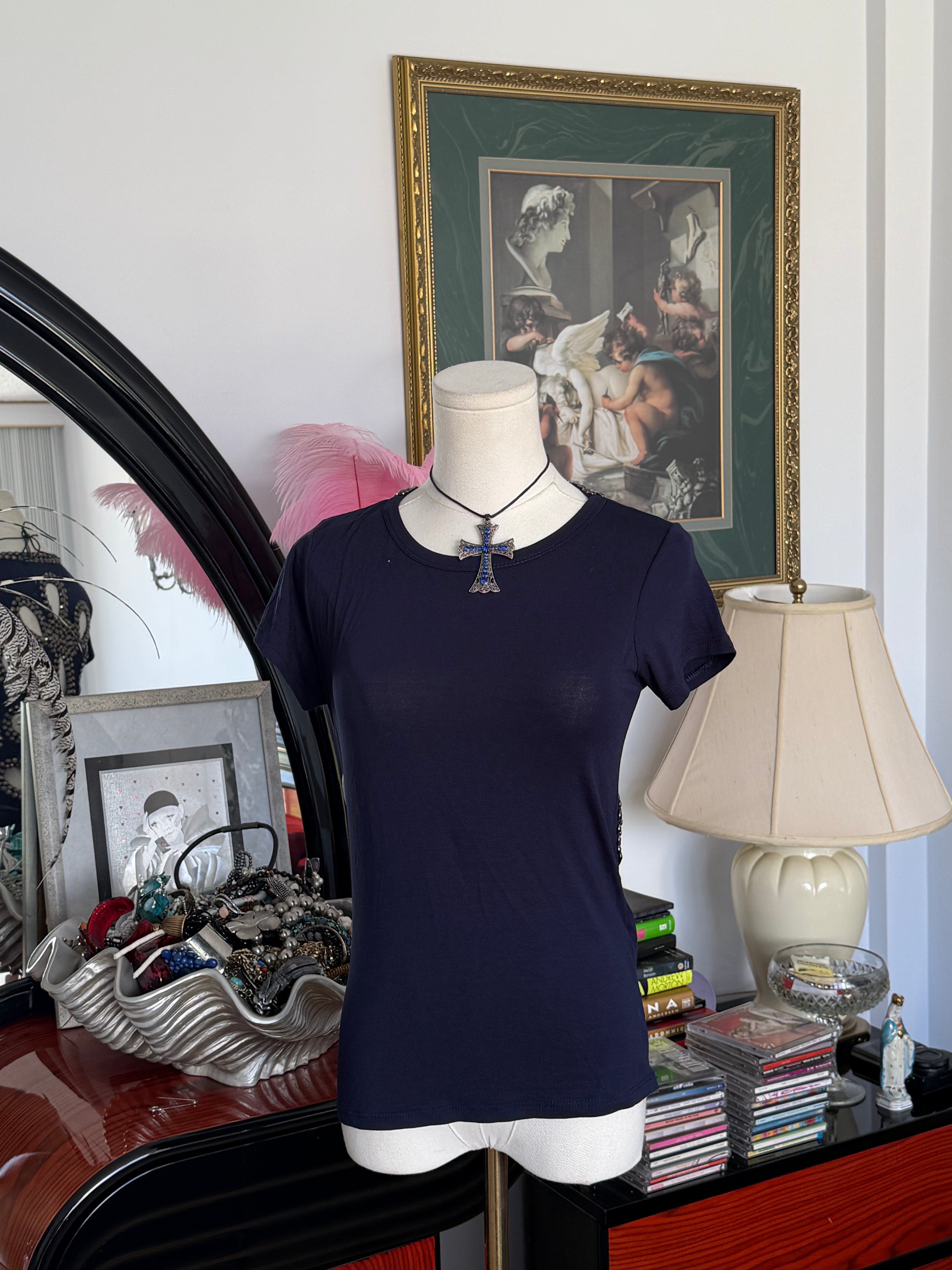 Navy cut out back top S-M