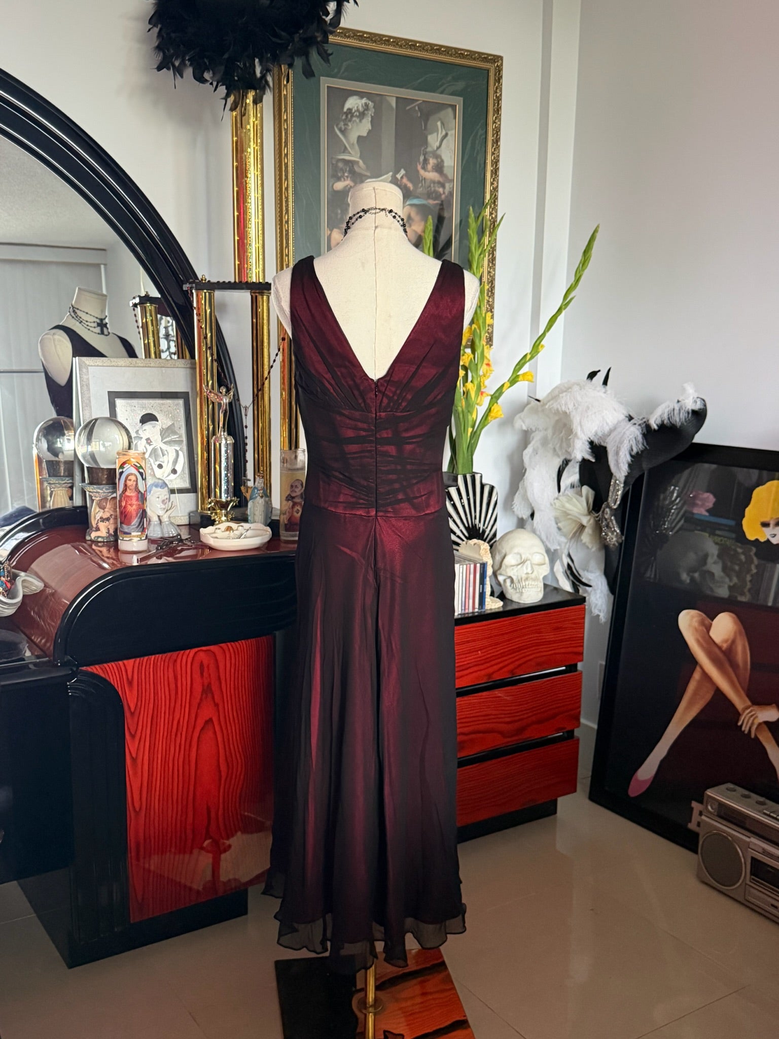 Jones New York 100% Silk Burgundy Evening Gownm | Size 8