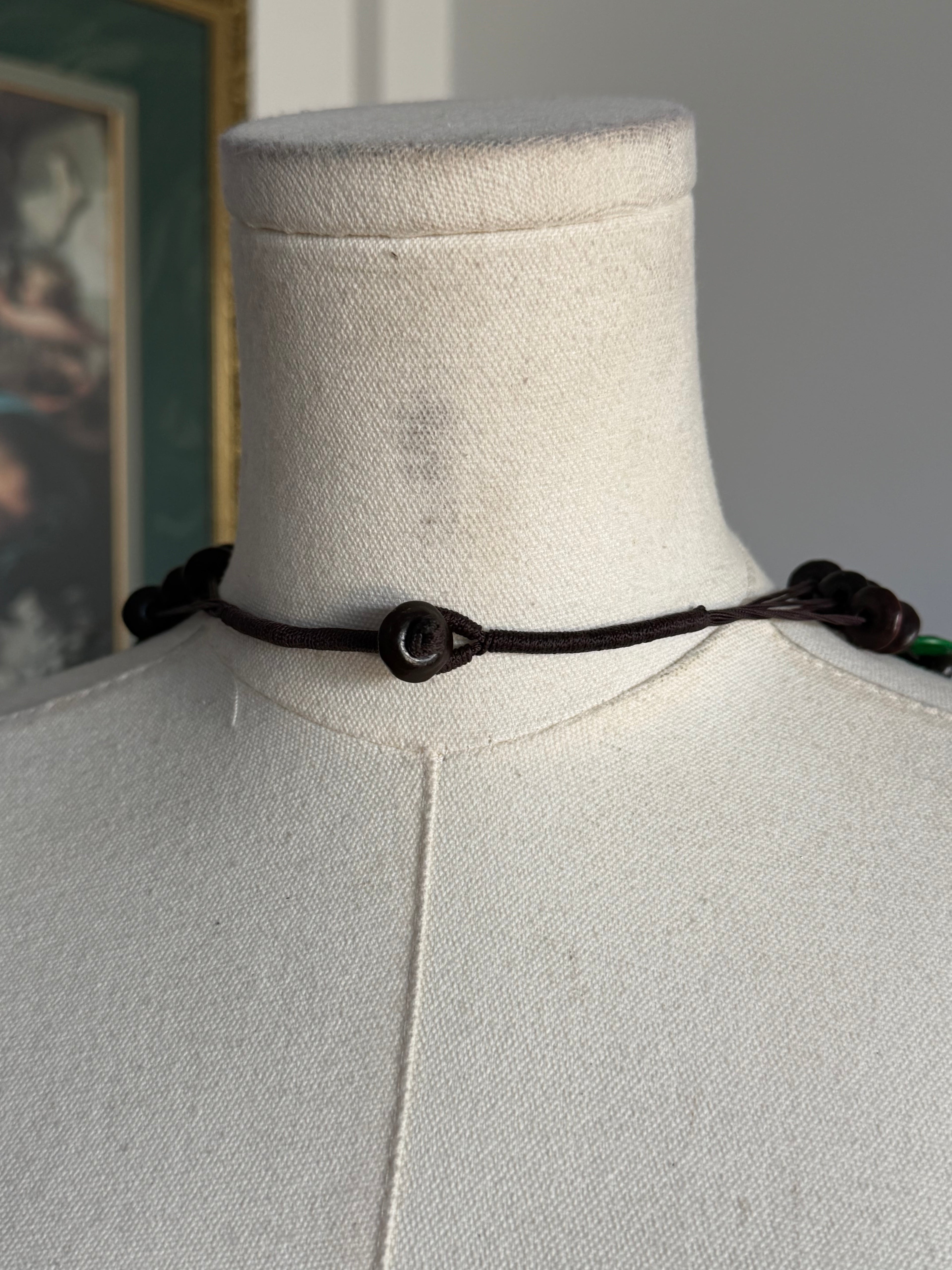 Green & Brown Multi-Strand Statement Necklace