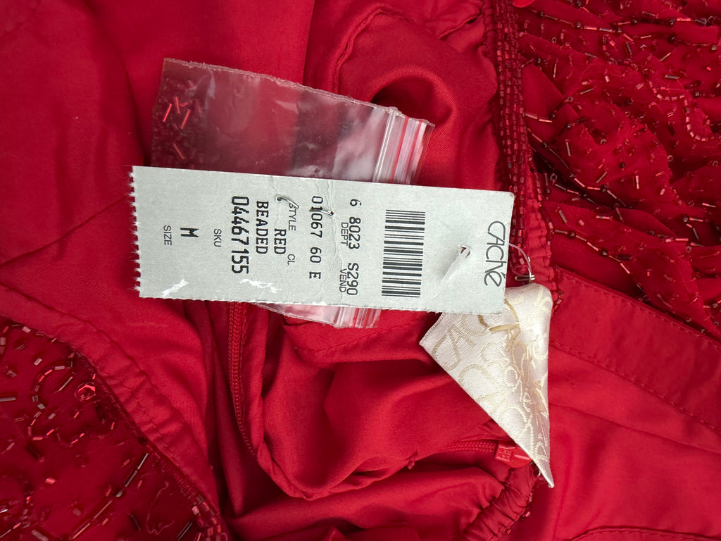 Vintage Cache Deadstock Fully Beaded Red Gown