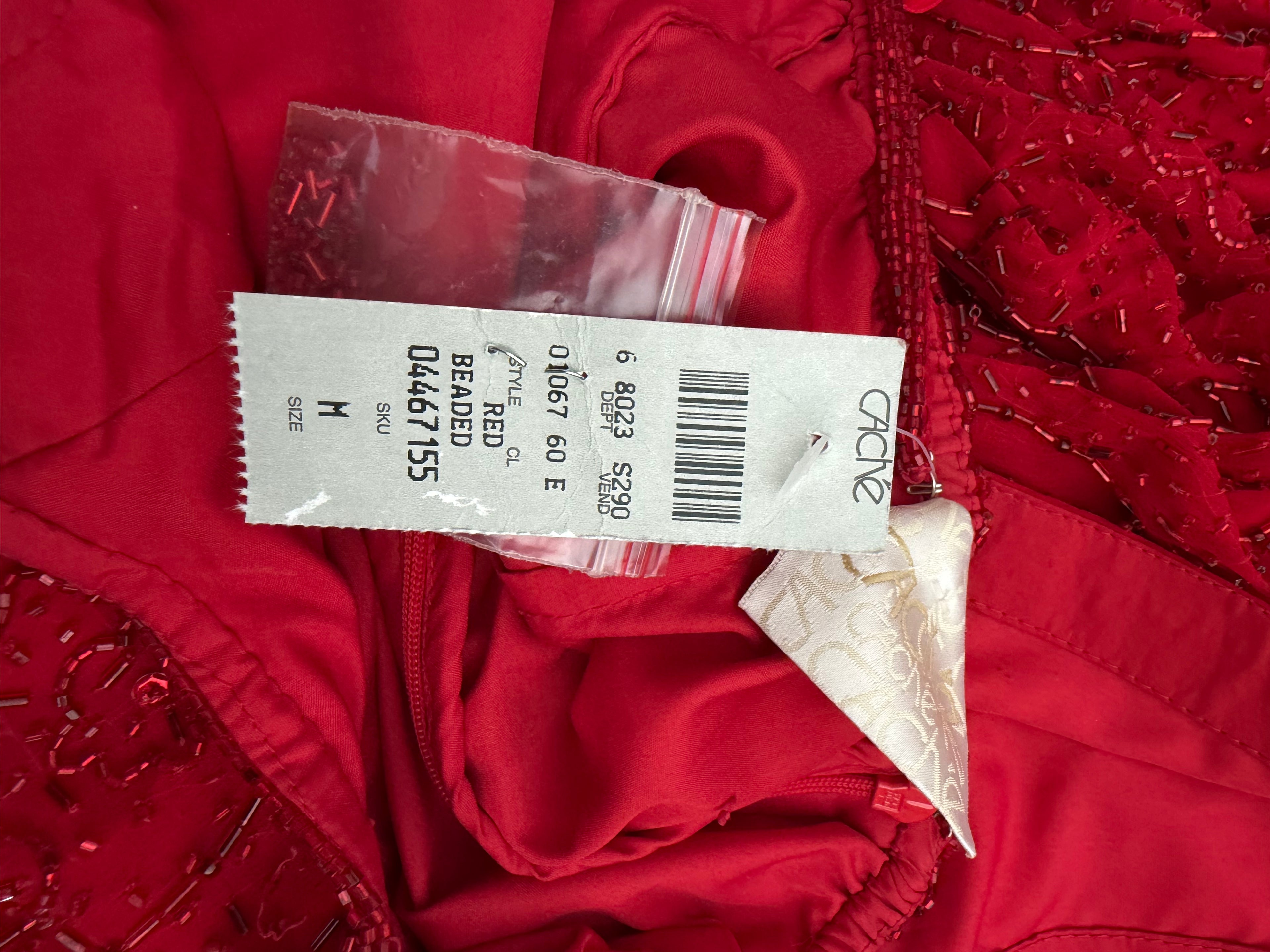 Vintage Cache Deadstock Fully Beaded Red Gown