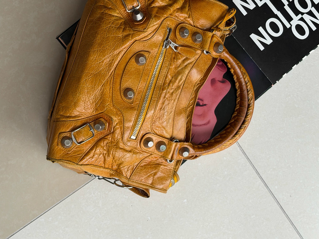 Balenciaga Classic City Bag – Saffron Mustard Yellow Giant Silver Hardware (2012 Era)