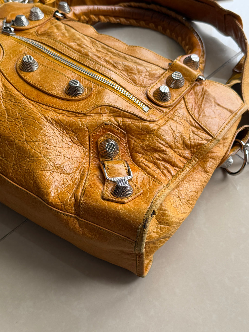 Balenciaga Classic City Bag – Saffron Mustard Yellow Giant Silver Hardware (2012 Era)