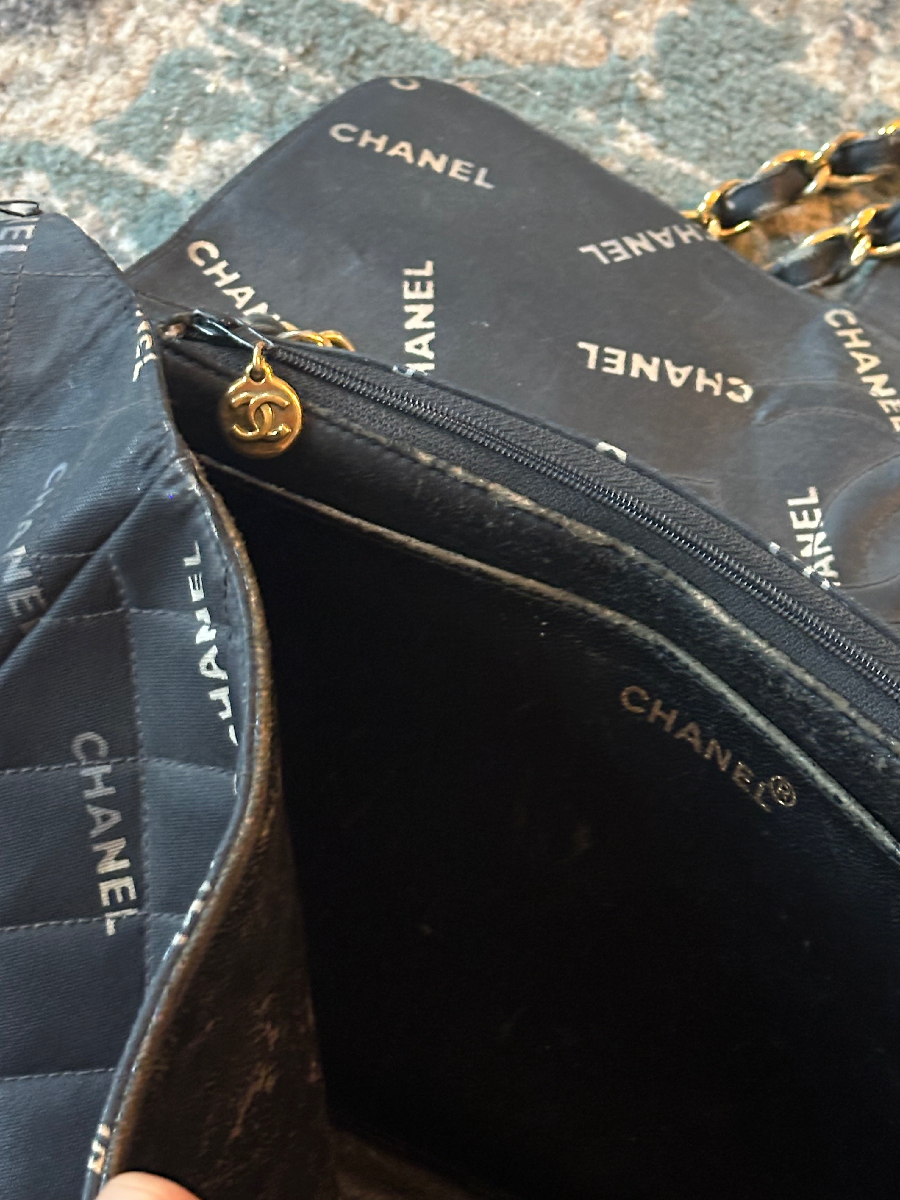 Chanel Black Quilted Canvas Logo Print Maxi XL Flap Bag