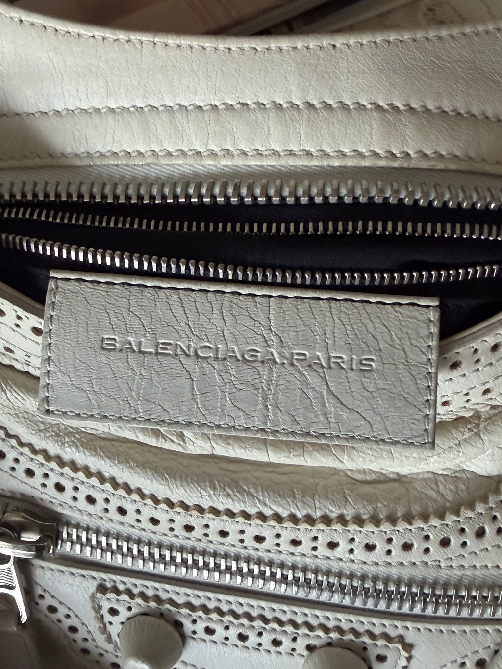 Balenciaga city bag ivory white with silver hardware