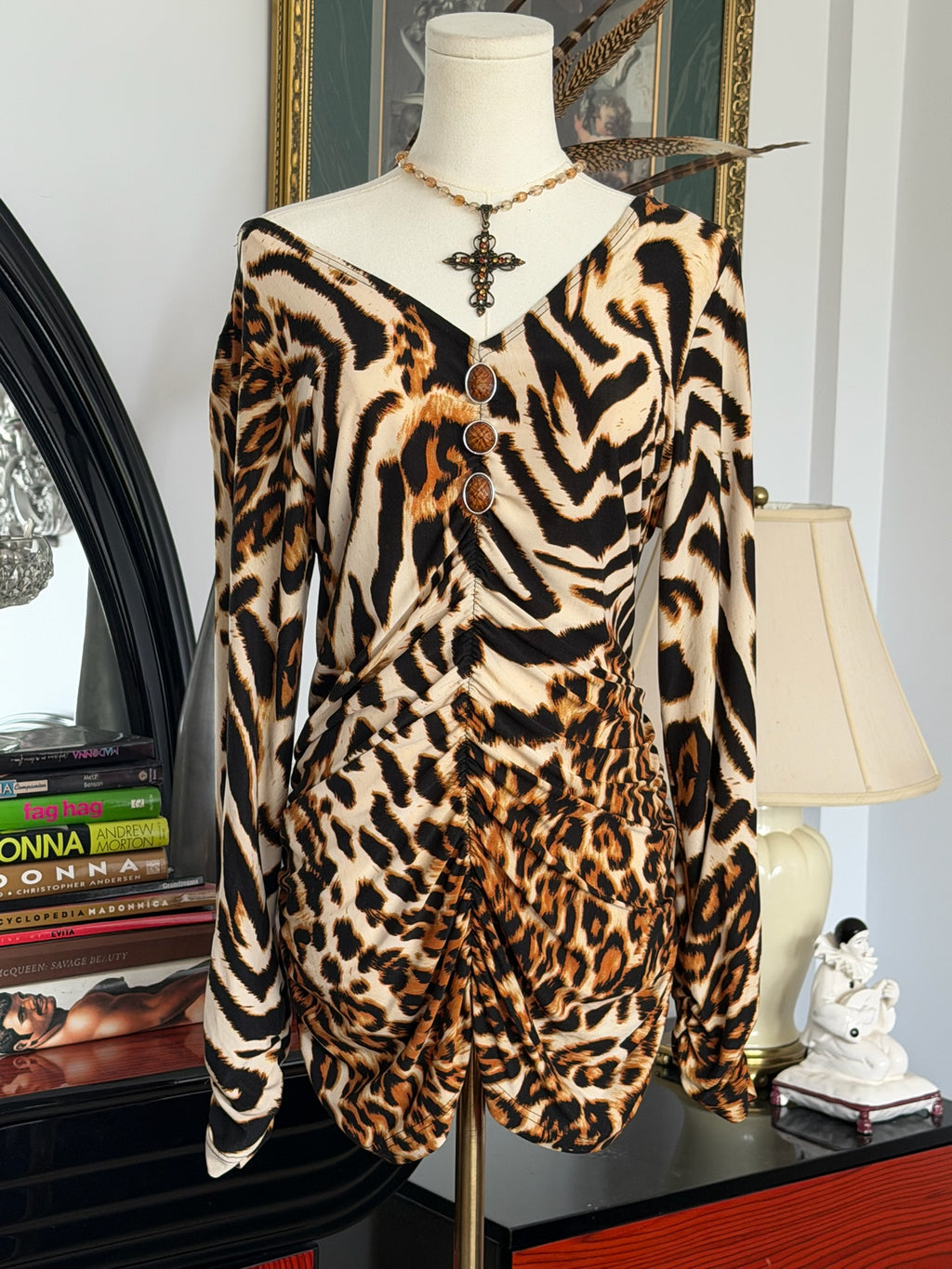 Leopard Ruched Mini Dress