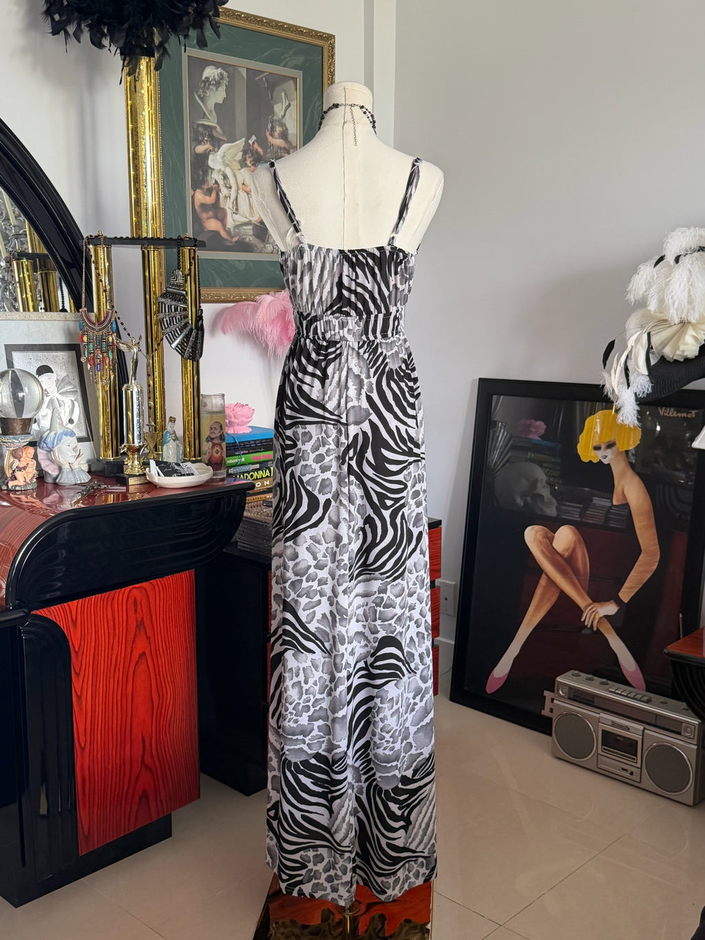 Pussycat London Y2K Zebra & Leopard Print Maxi Dress | Animal Print Slip Dress-S