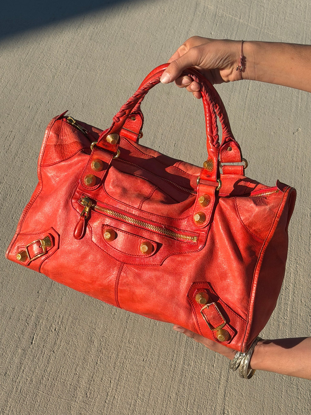 Balenciaga Work Bag (2006) — Faded Rouge Leather, Antique Brass Hardware