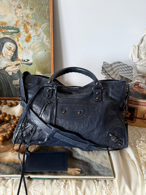 Balenciaga City Bag – Navy Blue Arena Leather (Late 2000s)