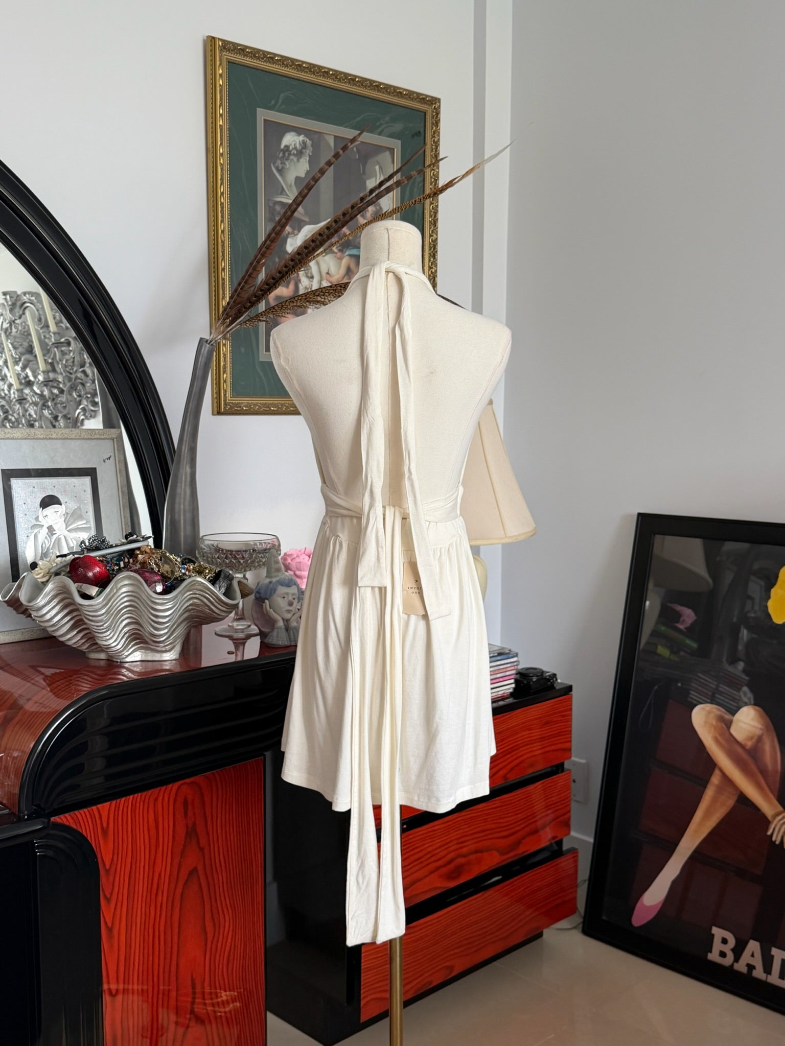 White halter mini dress